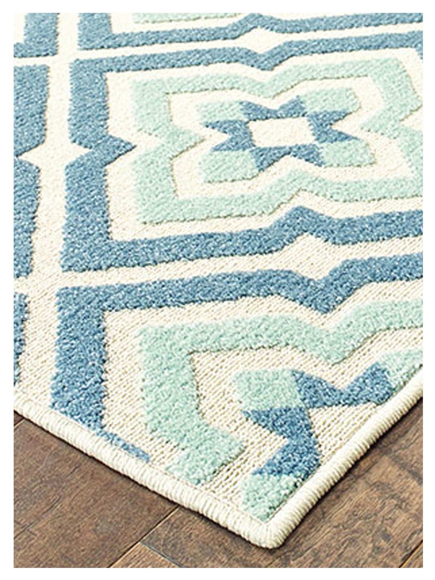 Oriental Weavers BARBADOS 1801H Blue Ivory Outdoor Machinemade Rug