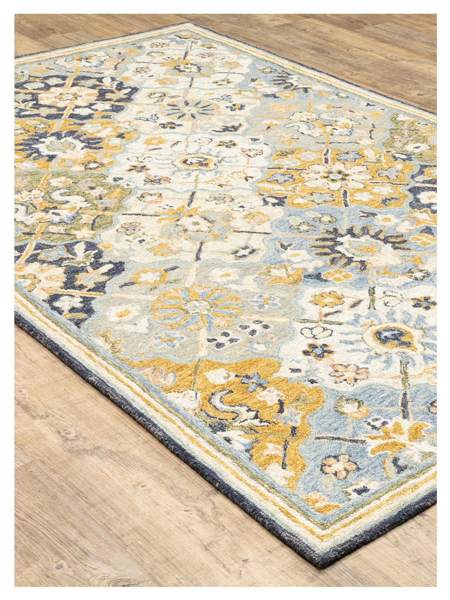 Oriental Weavers ALFRESCO 28406 Blue Gold Casual Tufted Rug