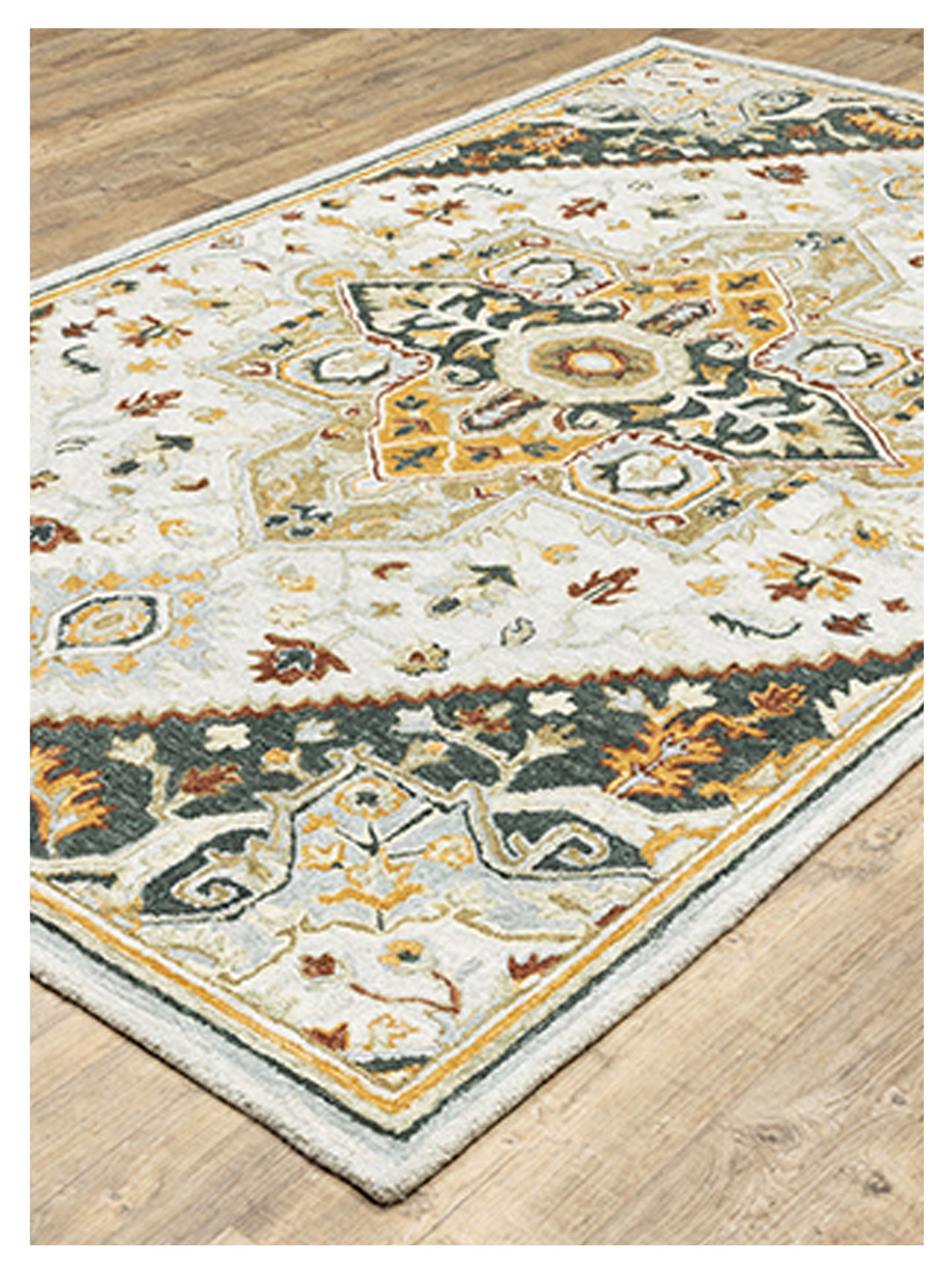 Oriental Weavers ALFRESCO 28407 Ivory Charcoal Traditional Tufted Rug