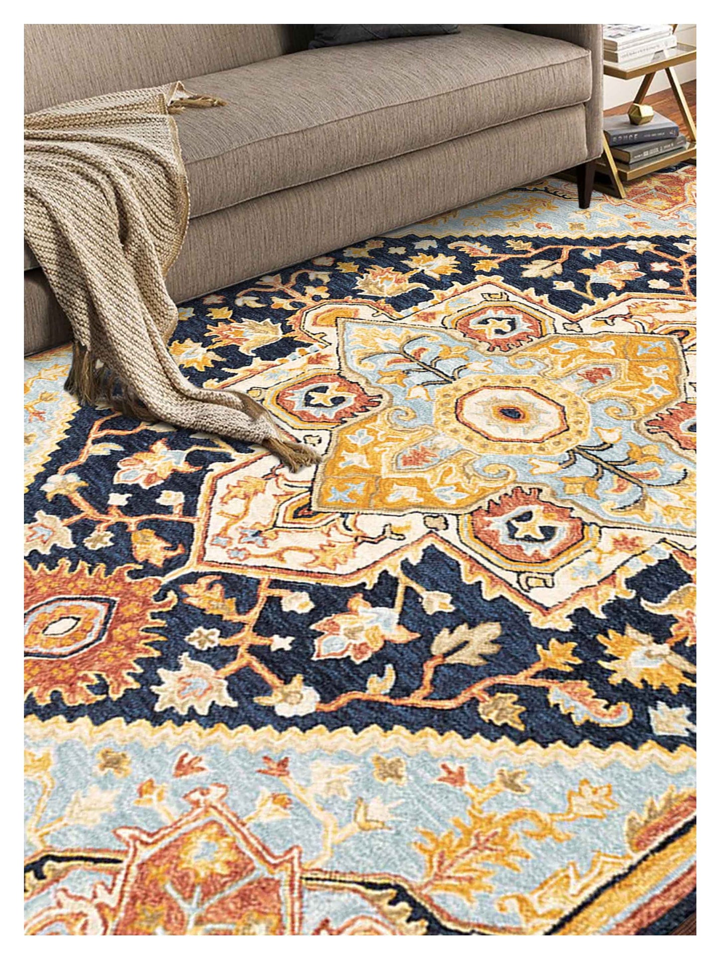 Oriental Weavers ALFRESCO 28408 Navy Rust Traditional Tufted Rug