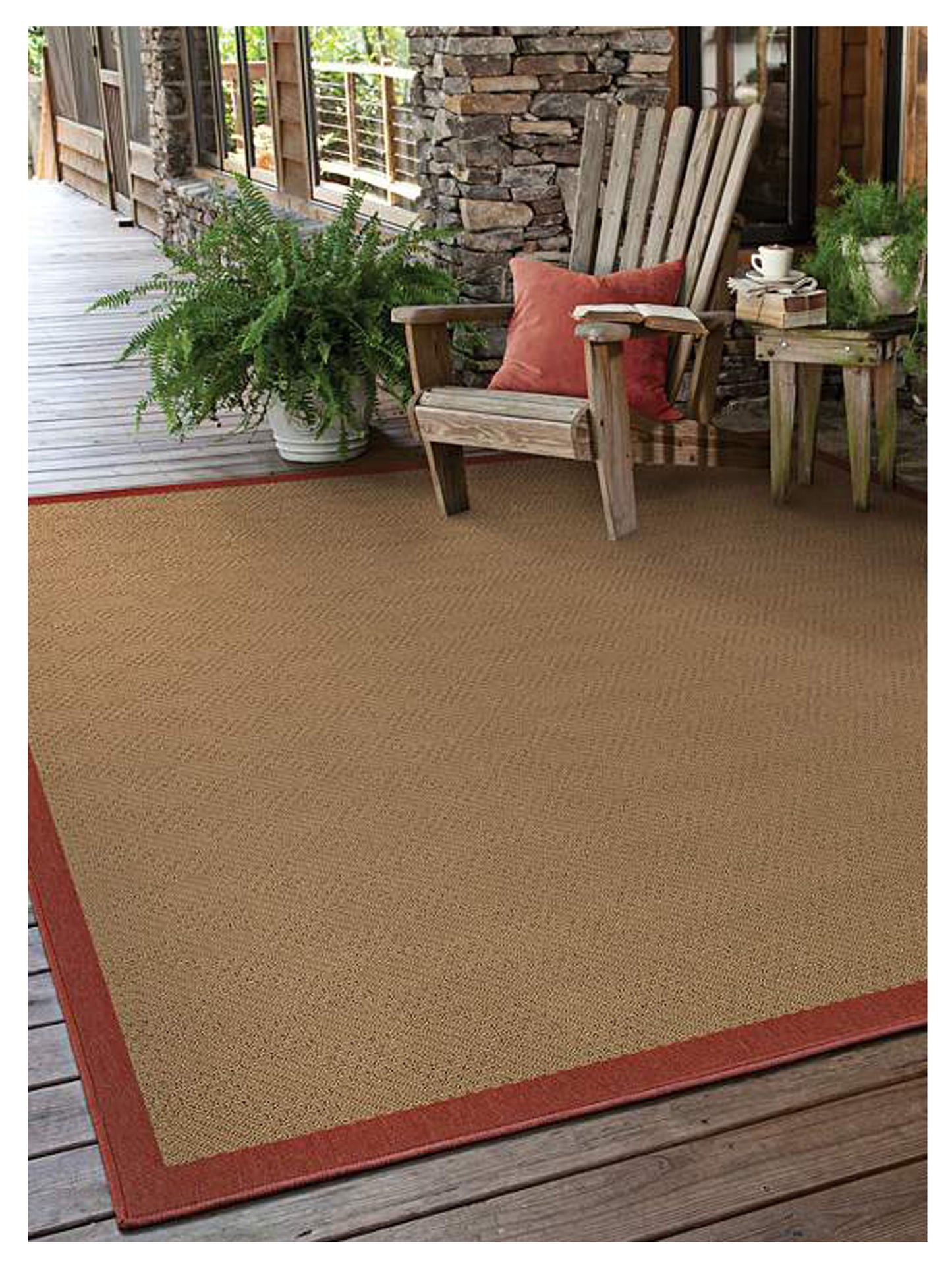 Oriental Weavers LANAI 525O8 Beige Red Outdoor Machinemade Rug