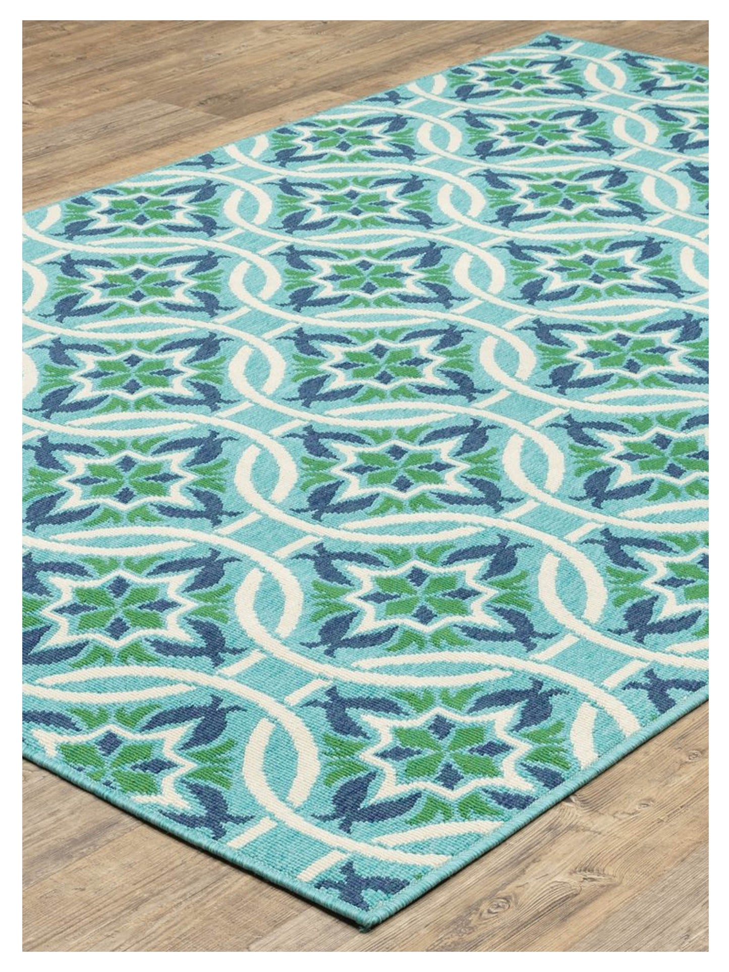 Oriental Weavers MERIDIAN 5868L Blue Green Outdoor Machinemade Rug