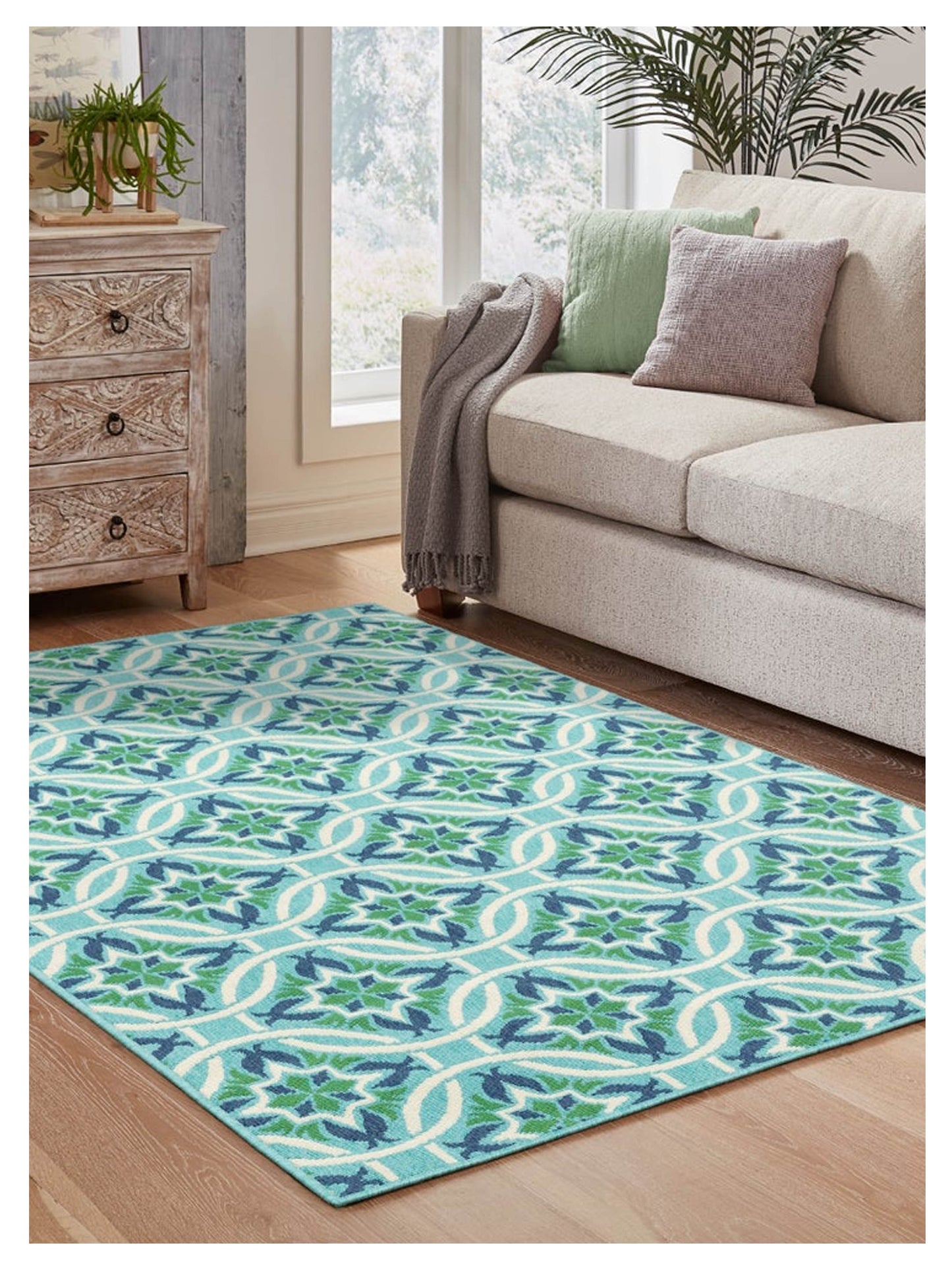 Oriental Weavers MERIDIAN 5868L Blue Green Outdoor Machinemade Rug