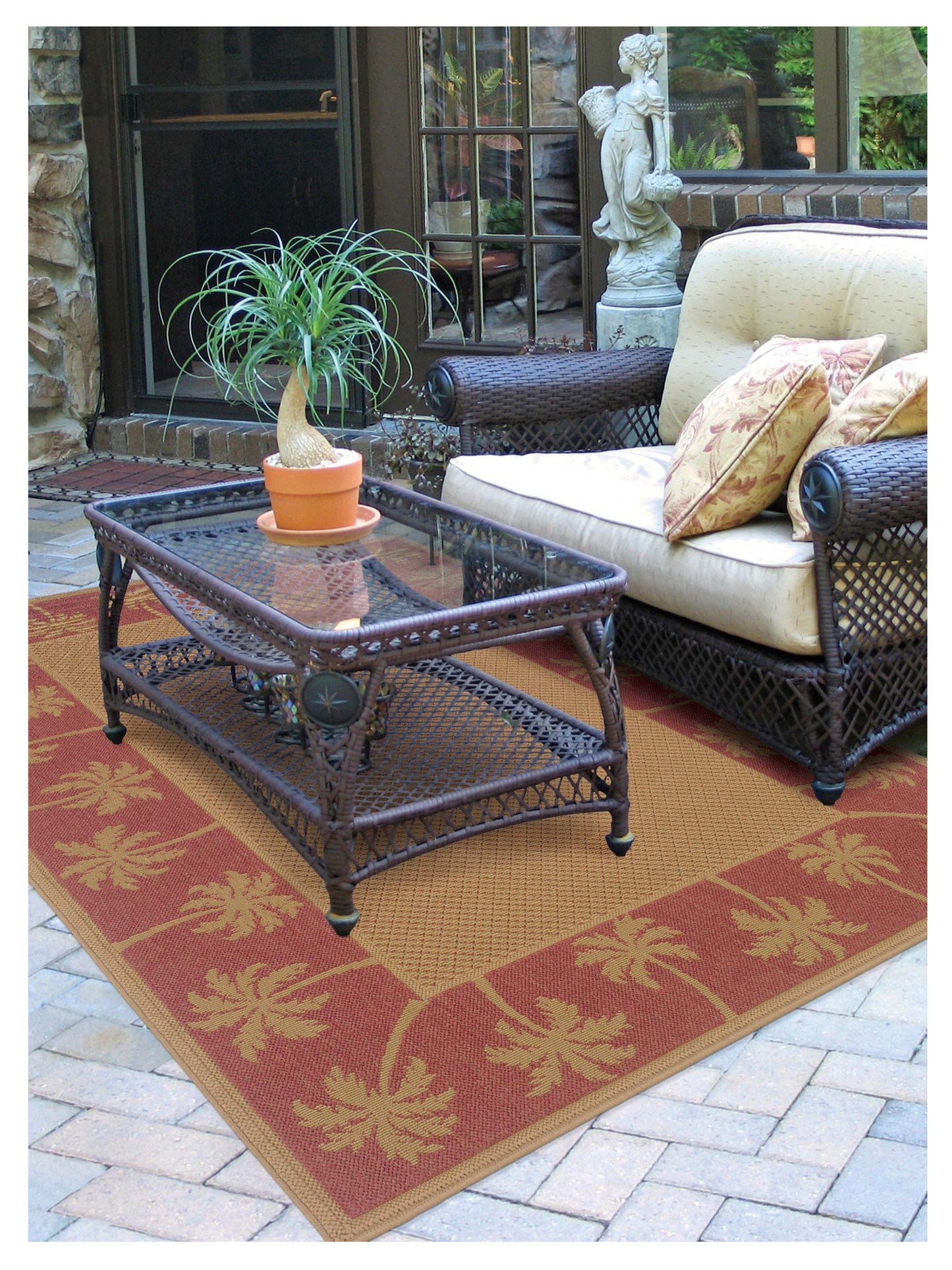 Oriental Weavers LANAI 606C8 Beige Red Outdoor Machinemade Rug