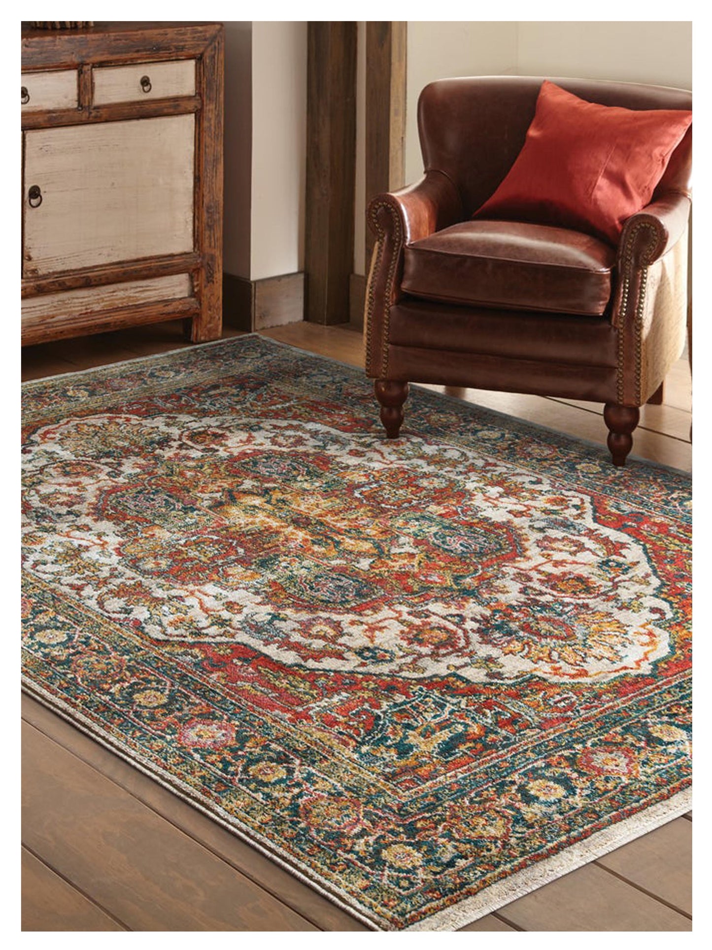 Oriental Weavers SEDONA 6382B Red Multi Traditional Machinemade Rug