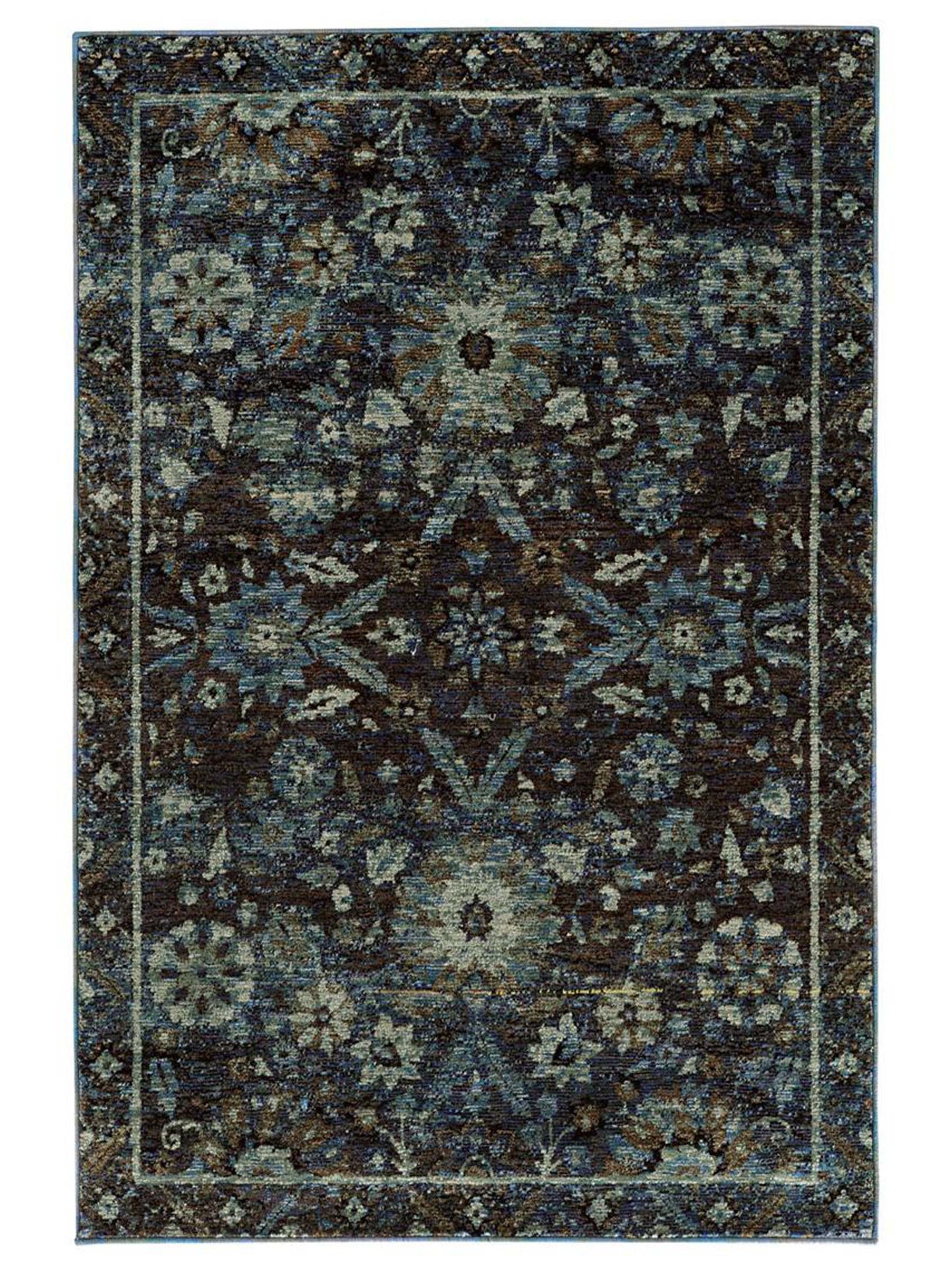 Oriental Weavers ANDORRA 7124A Navy Casual Machinemade Rug