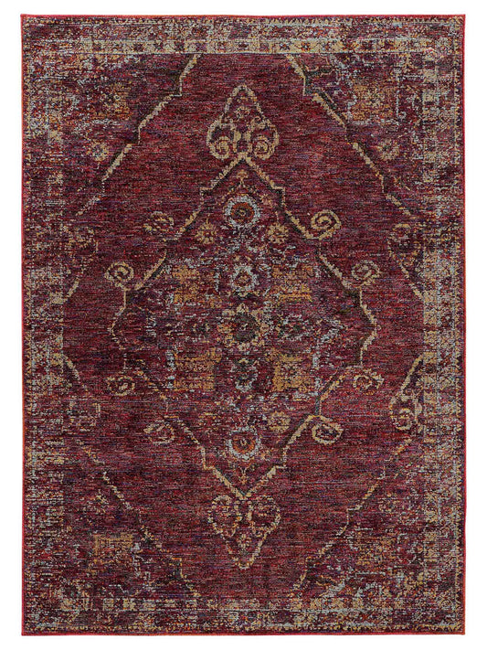 Oriental Weavers ANDORRA 7135E Red Casual Machinemade Rug