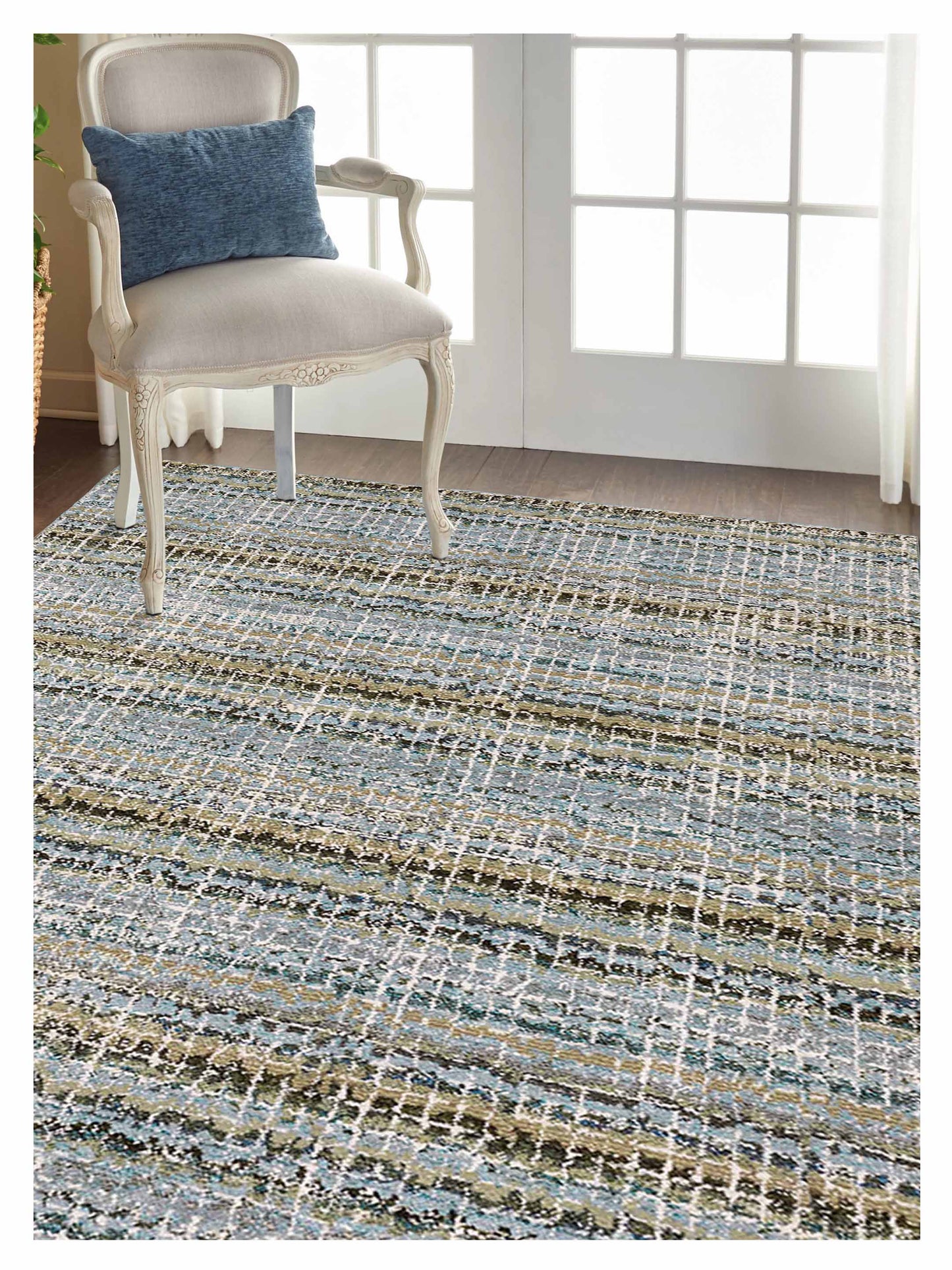 Oriental Weavers Atlas 747B0 Blue Green Casual Machinemade Rug