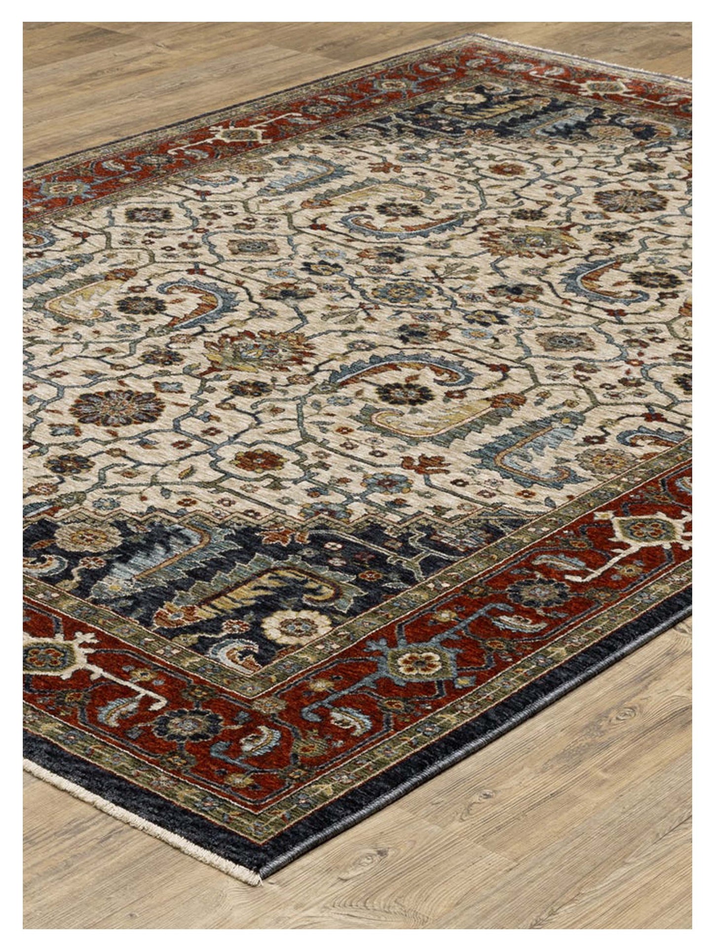 Oriental Weavers ABERDEEN 752W1 Ivory Red Traditional Machinemade Rug