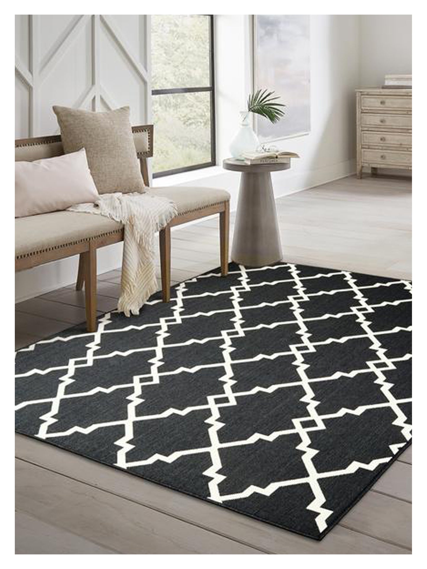 Oriental Weavers MARINA 7763K Black Ivory Outdoor Machinemade Rug