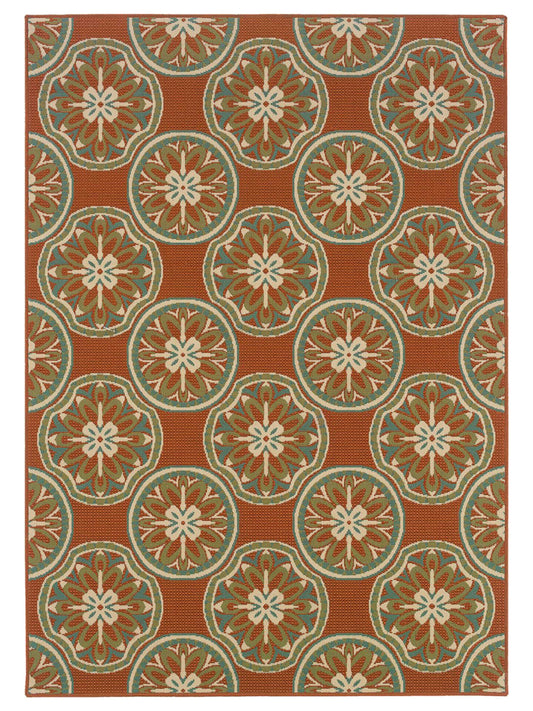 Oriental Weavers MONTEGO 8323D Rust Outdoor Machinemade Rug