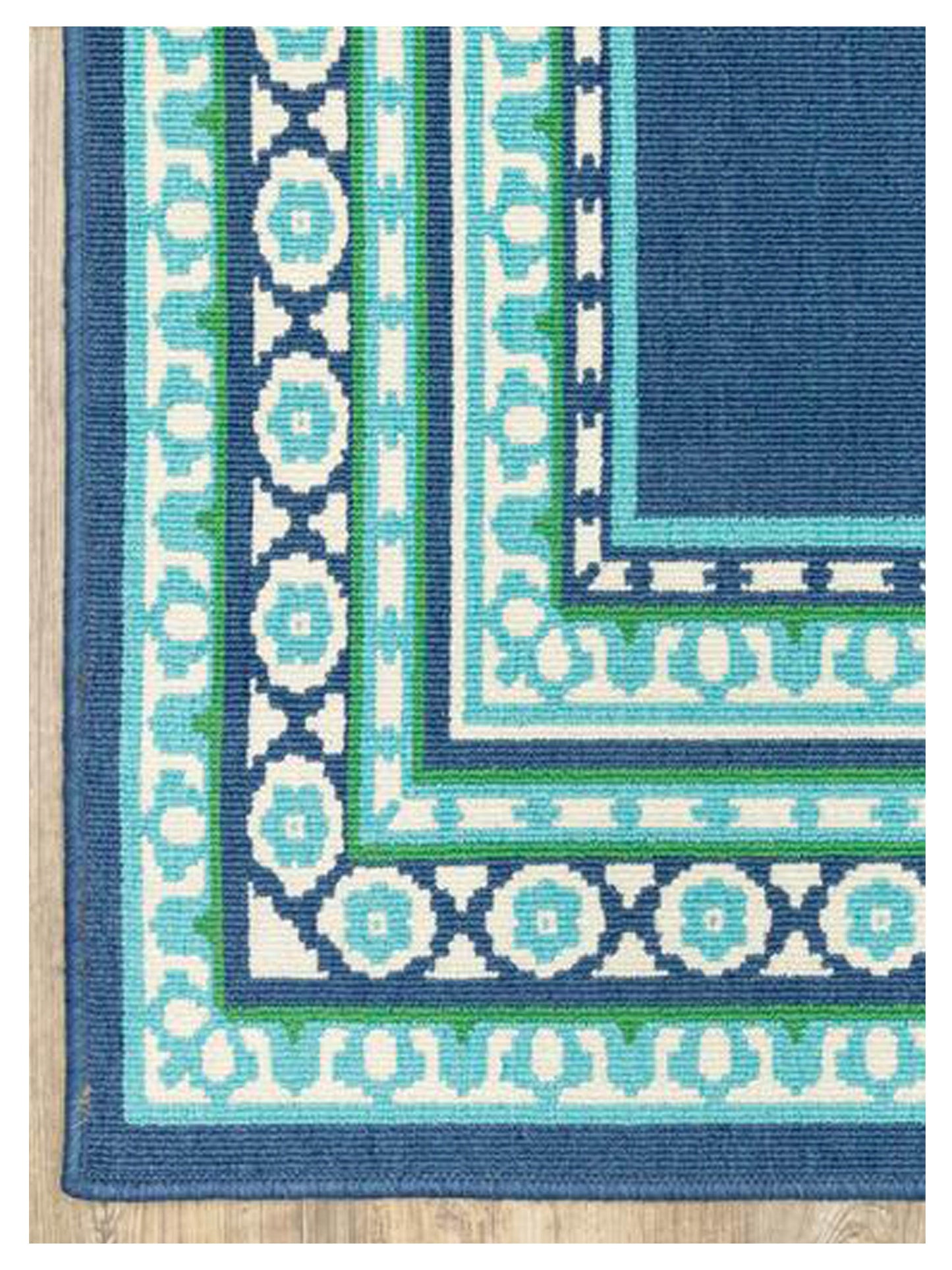 Oriental Weavers MERIDIAN 9650B Navy Green Outdoor Machinemade Rug