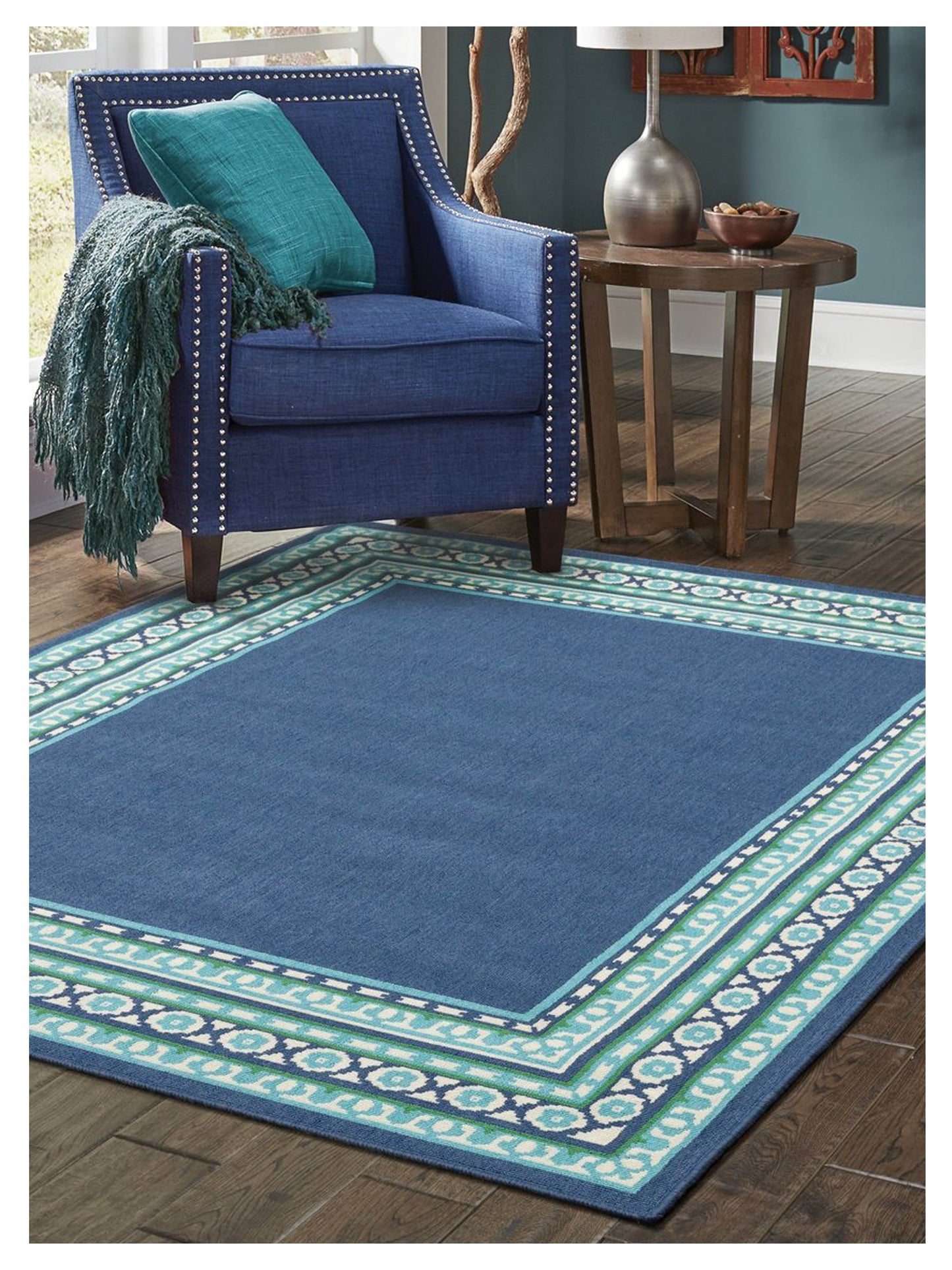 Oriental Weavers MERIDIAN 9650B Navy Green Outdoor Machinemade Rug