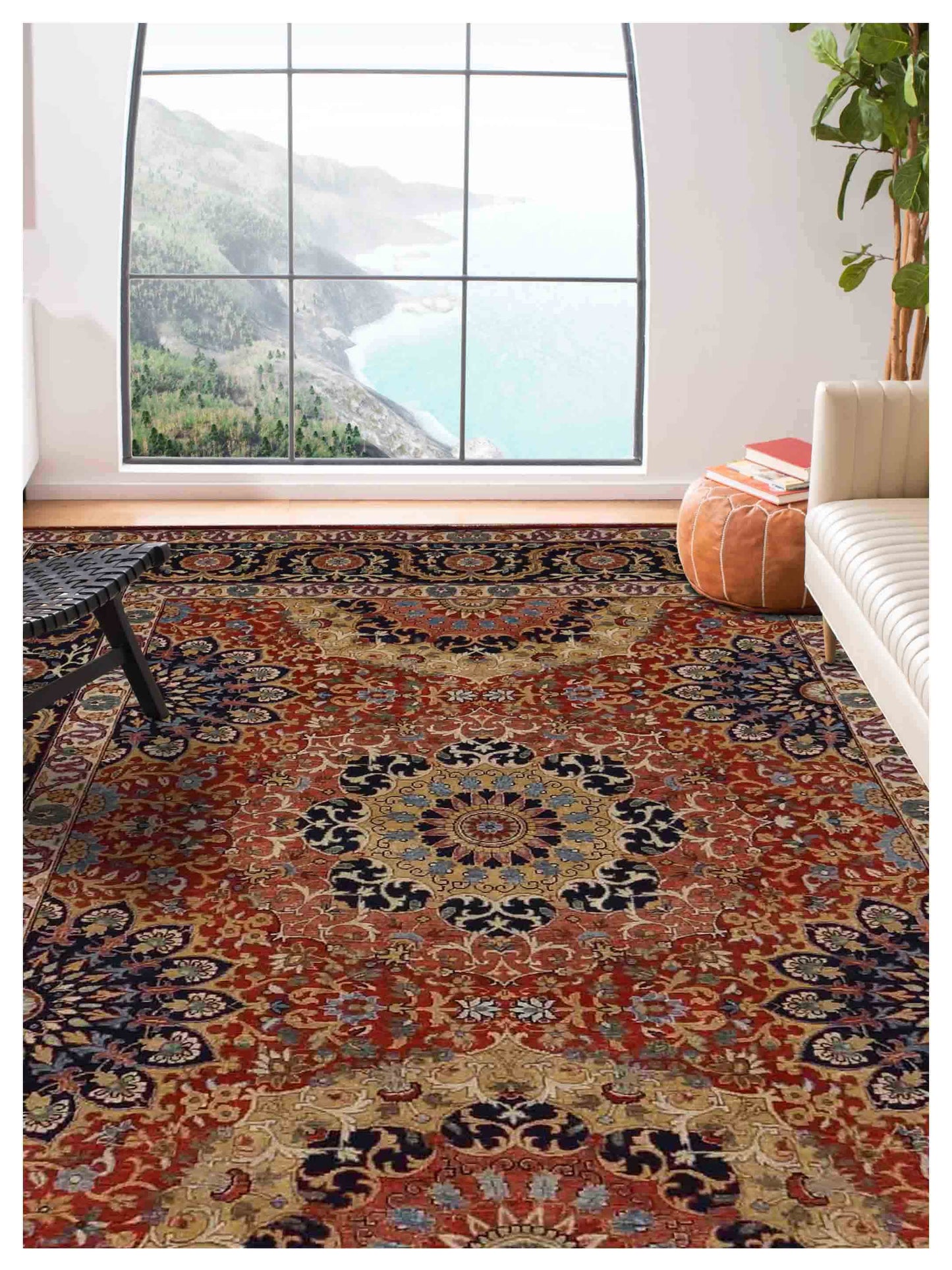 Artisan Gwyneth  Red Black Traditional Knotted Rug