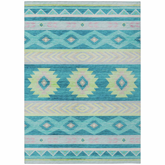 Dalyn Rugs Phoenix PH3 Teal Southwestern Machinemade Rug