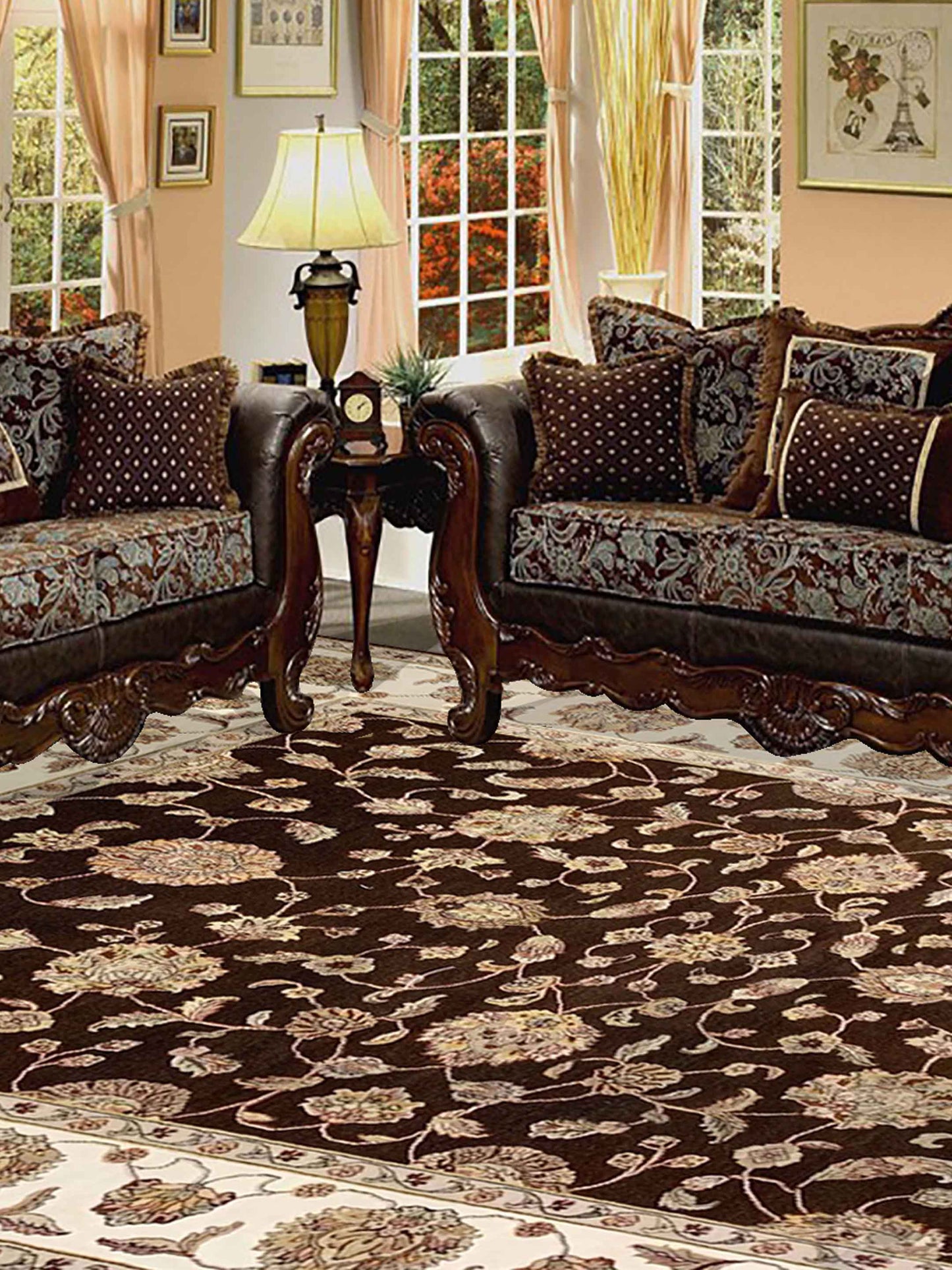 Artisan Winona Brown Ivory Traditional Knotted Rug - Rugs - Artisan - Atlanta Designer Rugs