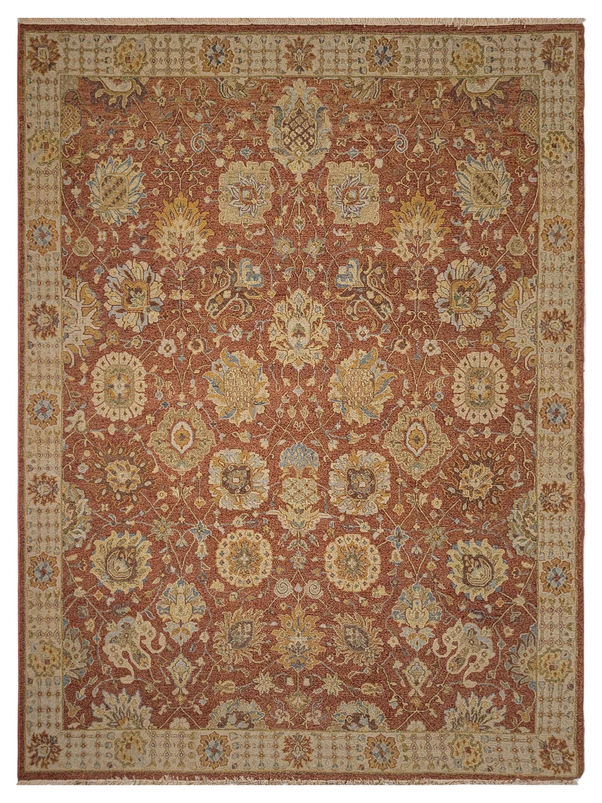 Artisan Sandra Rust Ivory Traditional Knotted Rug - Rugs - Artisan - Atlanta Designer Rugs