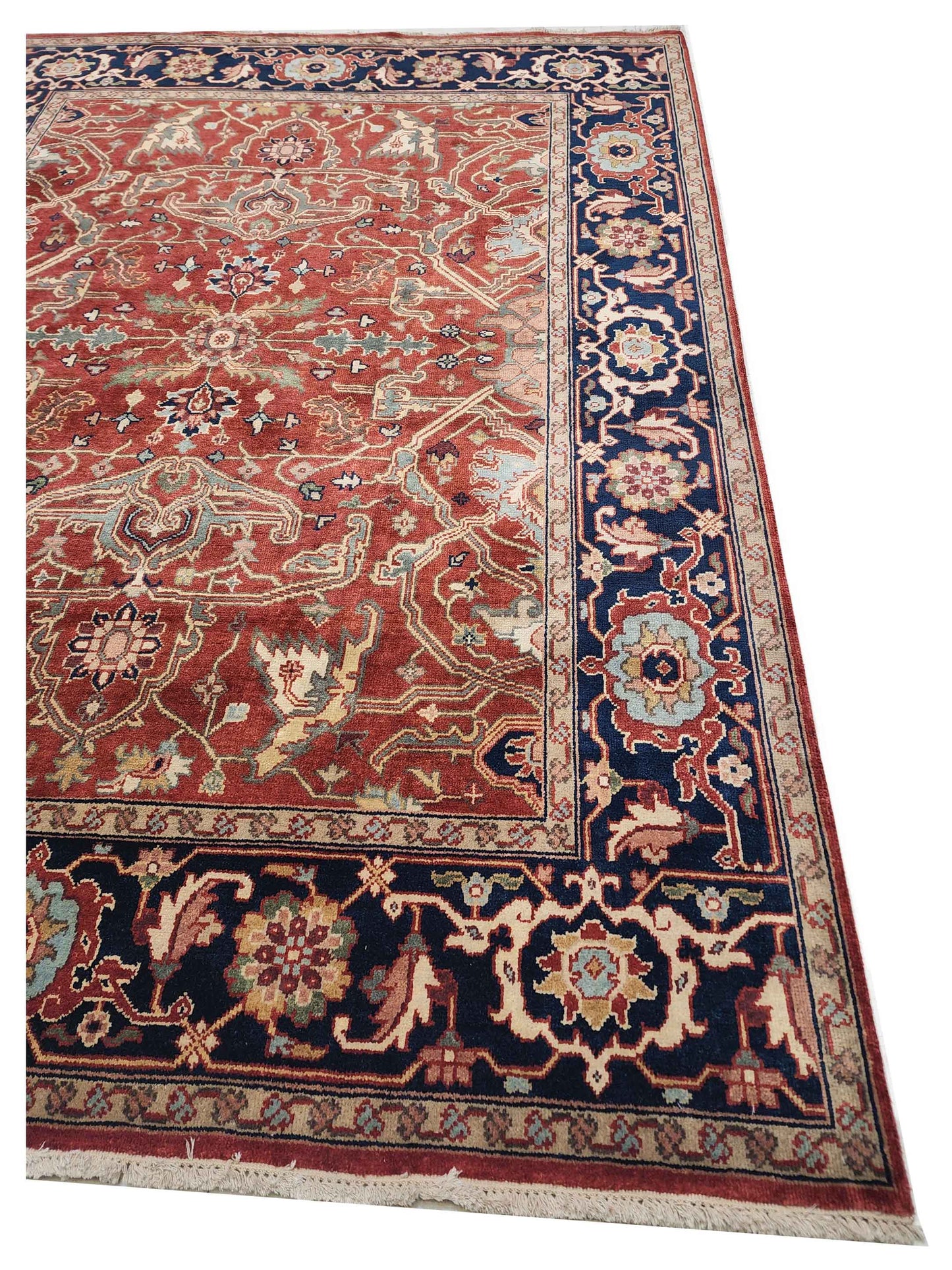 Artisan Helena  Red Navy Traditional Knotted Rug