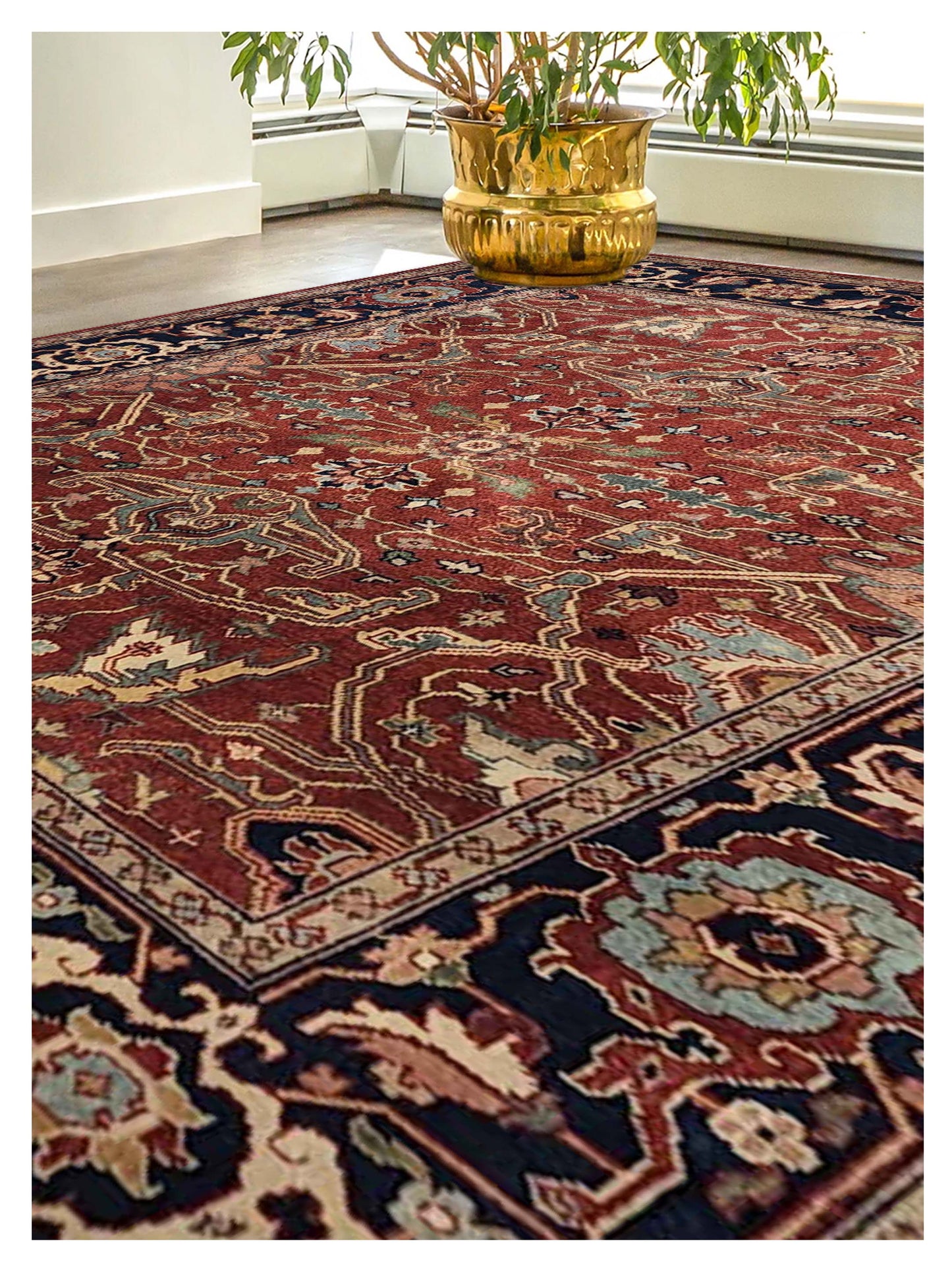 Artisan Helena  Red Navy Traditional Knotted Rug