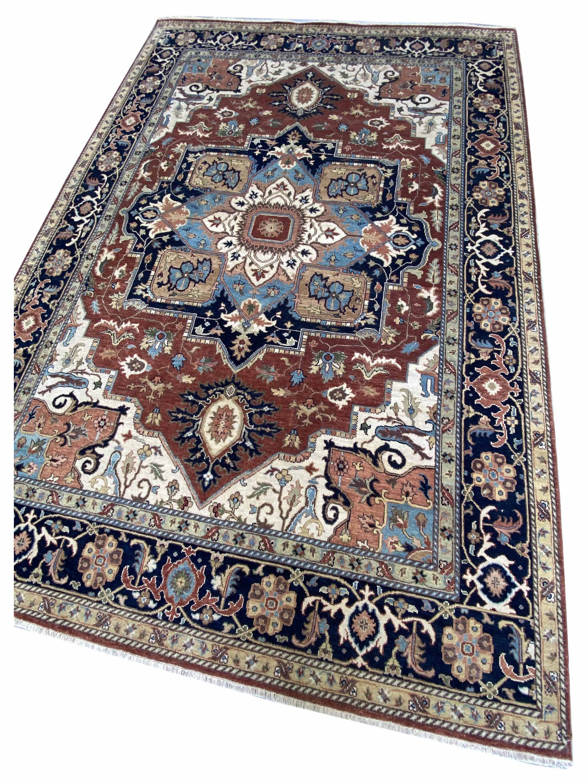 Artisan Sarapi Rust Navy Traditional Knotted Rug - Rugs - Artisan - Atlanta Designer Rugs