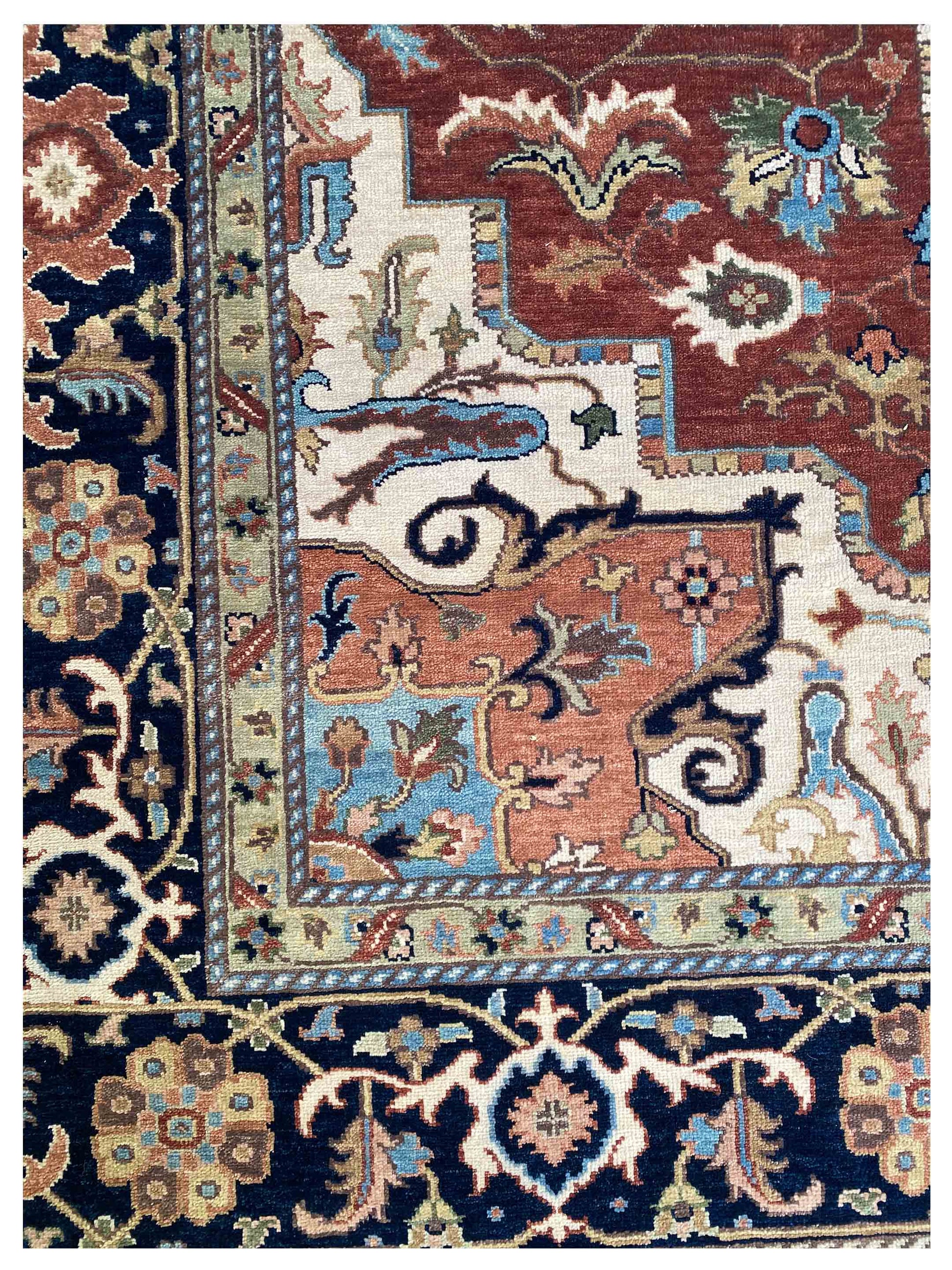 Artisan Sarapi Rust Navy Traditional Knotted Rug - Rugs - Artisan - Atlanta Designer Rugs