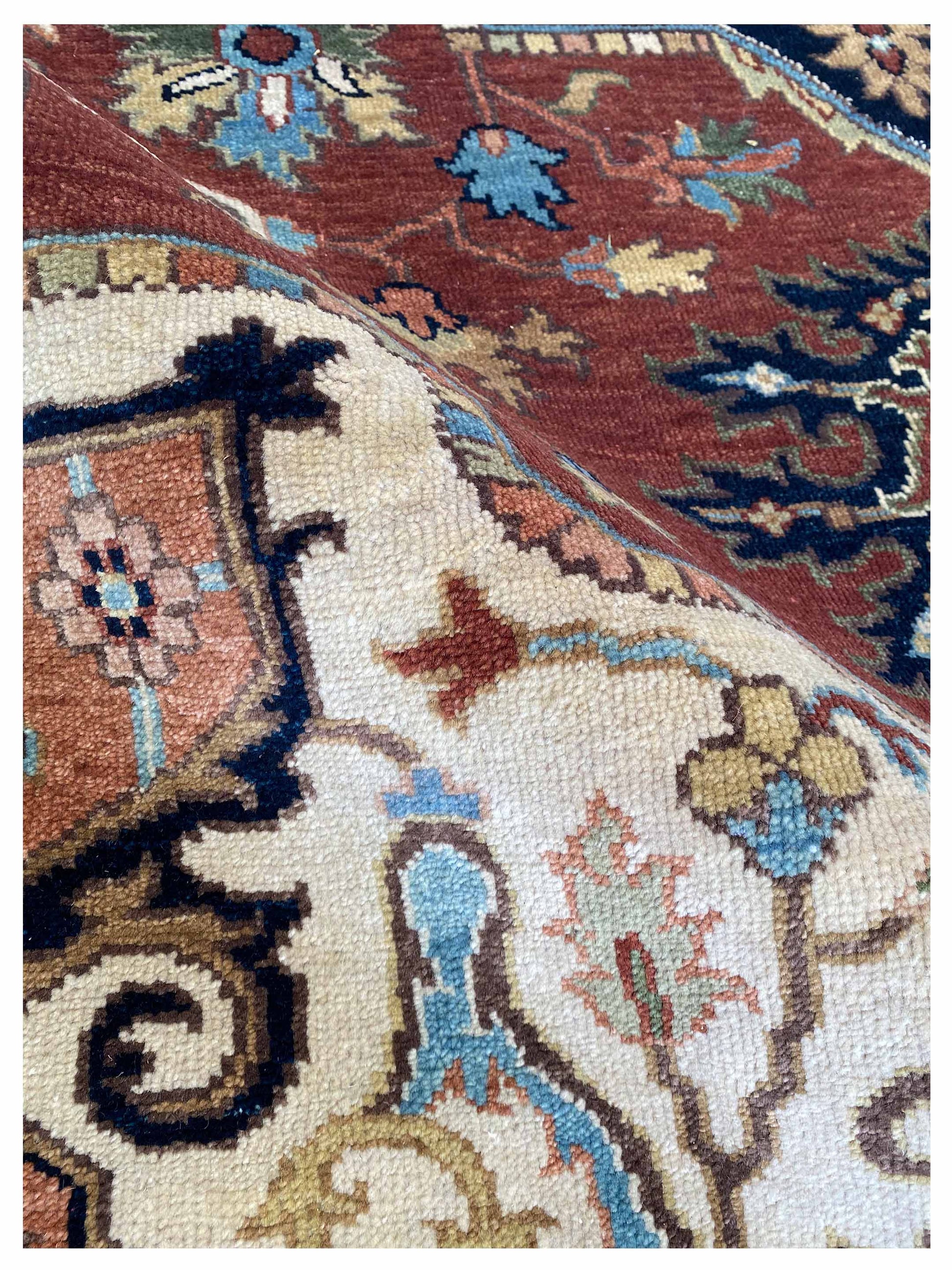 Artisan Sarapi Rust Navy Traditional Knotted Rug - Rugs - Artisan - Atlanta Designer Rugs