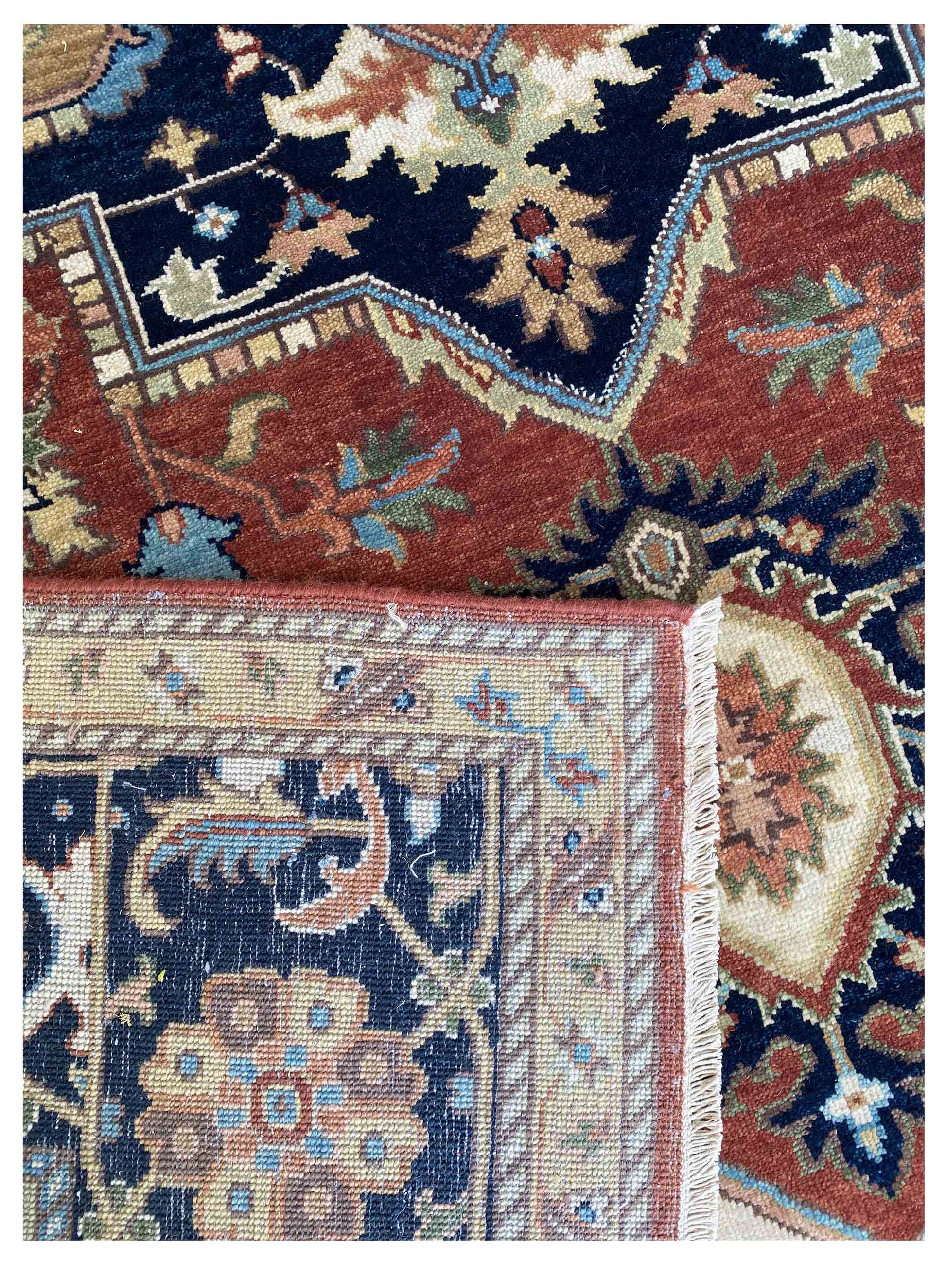 Artisan Sarapi Rust Navy Traditional Knotted Rug - Rugs - Artisan - Atlanta Designer Rugs