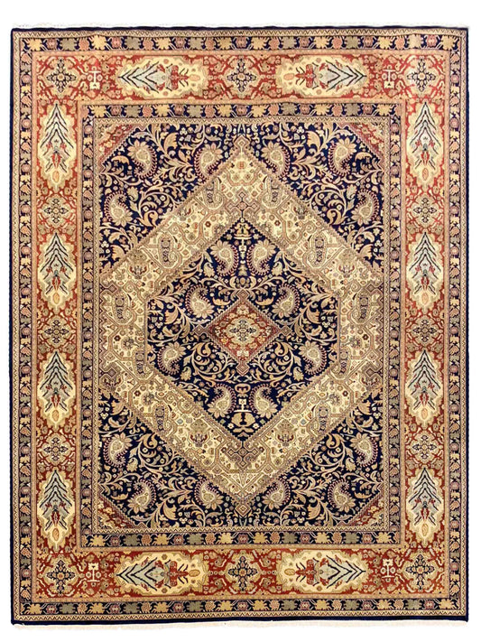 Artisan Michelle Shahi Bijar Navy Traditional Knotted Rug