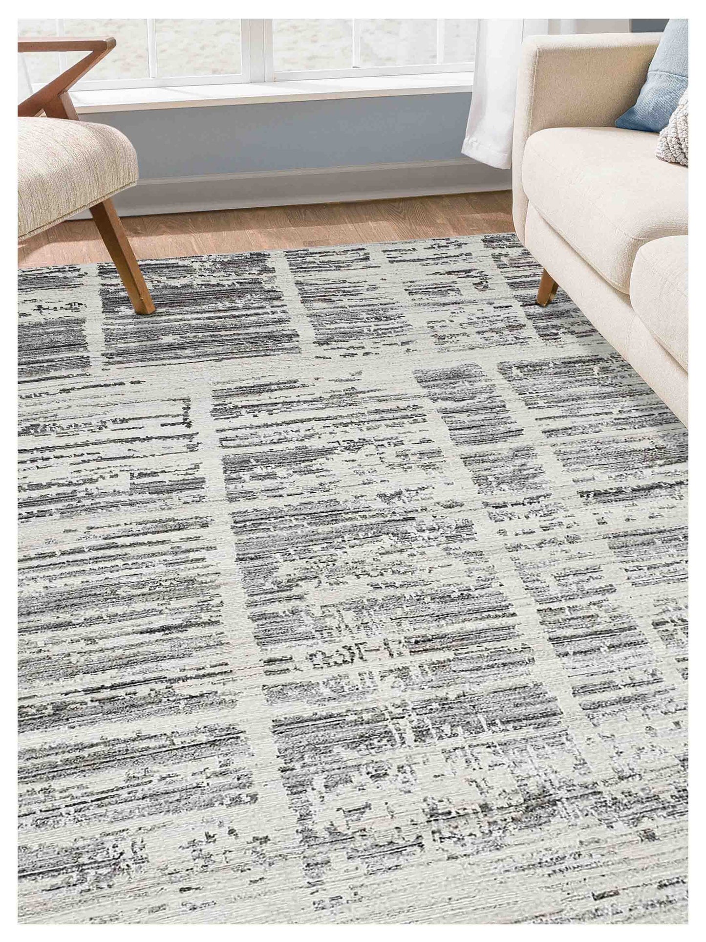 Artisan Toni Ivory Grey Knotted Rug - Rugs - Artisan - Atlanta Designer Rugs