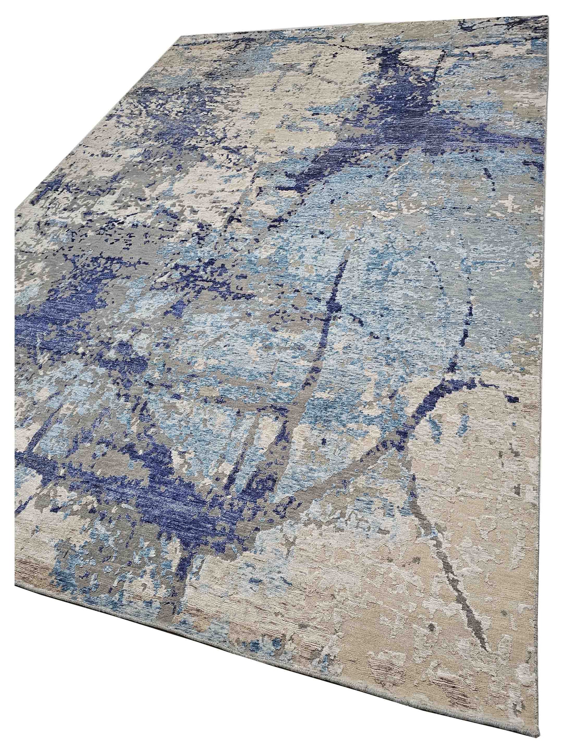 Artisan Tawny Silver Blue Transitional Knotted Rug - Rugs - Artisan - Atlanta Designer Rugs