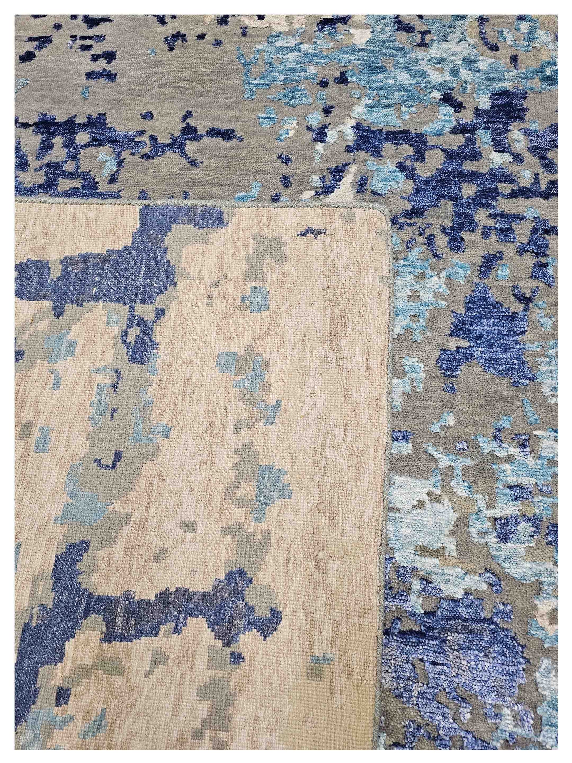 Artisan Tawny Silver Blue Transitional Knotted Rug - Rugs - Artisan - Atlanta Designer Rugs