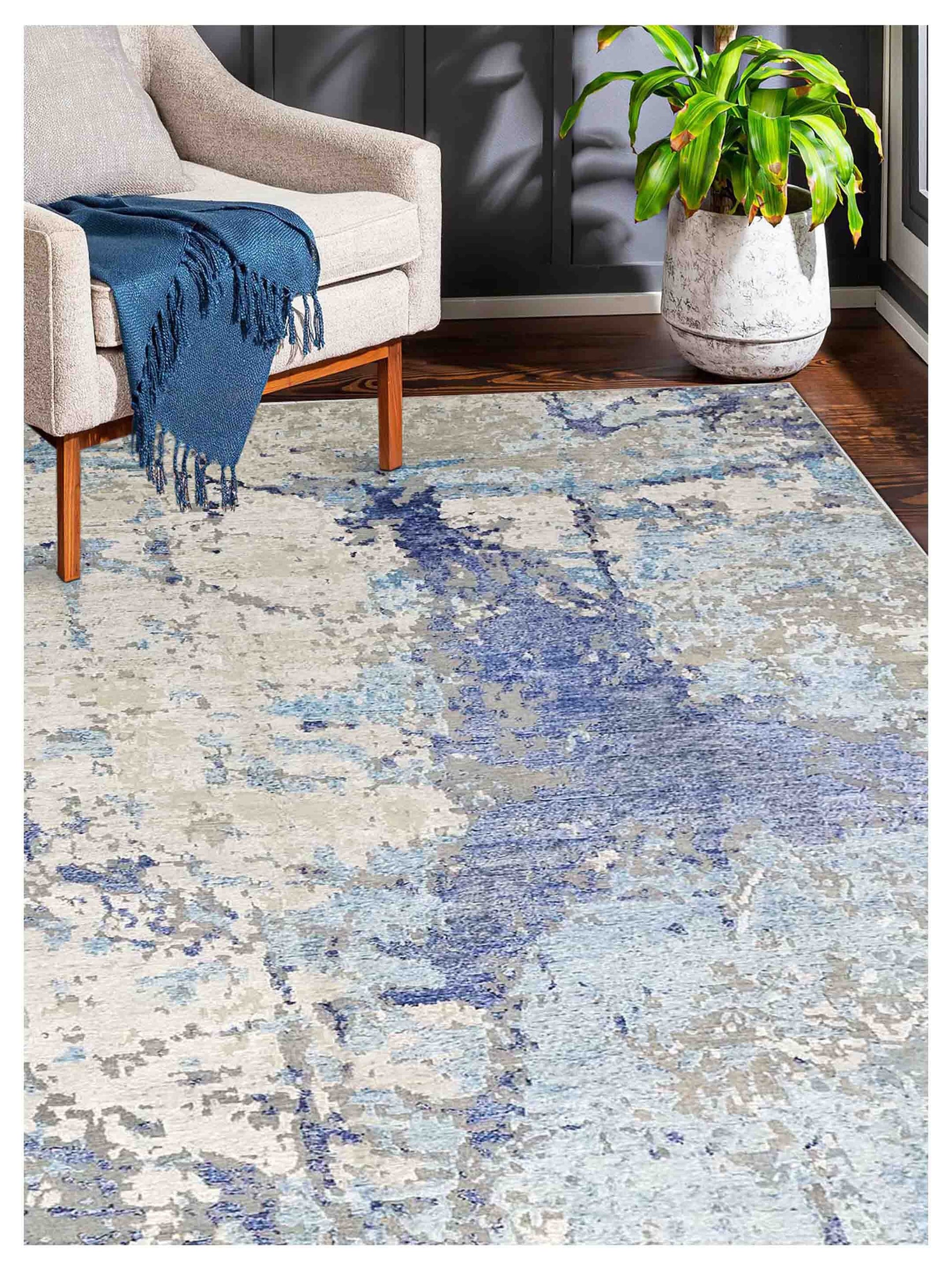 Artisan Tawny Silver Blue Transitional Knotted Rug - Rugs - Artisan - Atlanta Designer Rugs