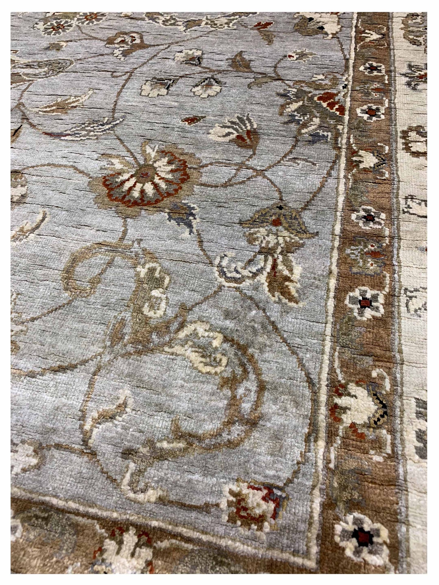 Artisan Pamela  Aqua Ivory Traditional Knotted Rug