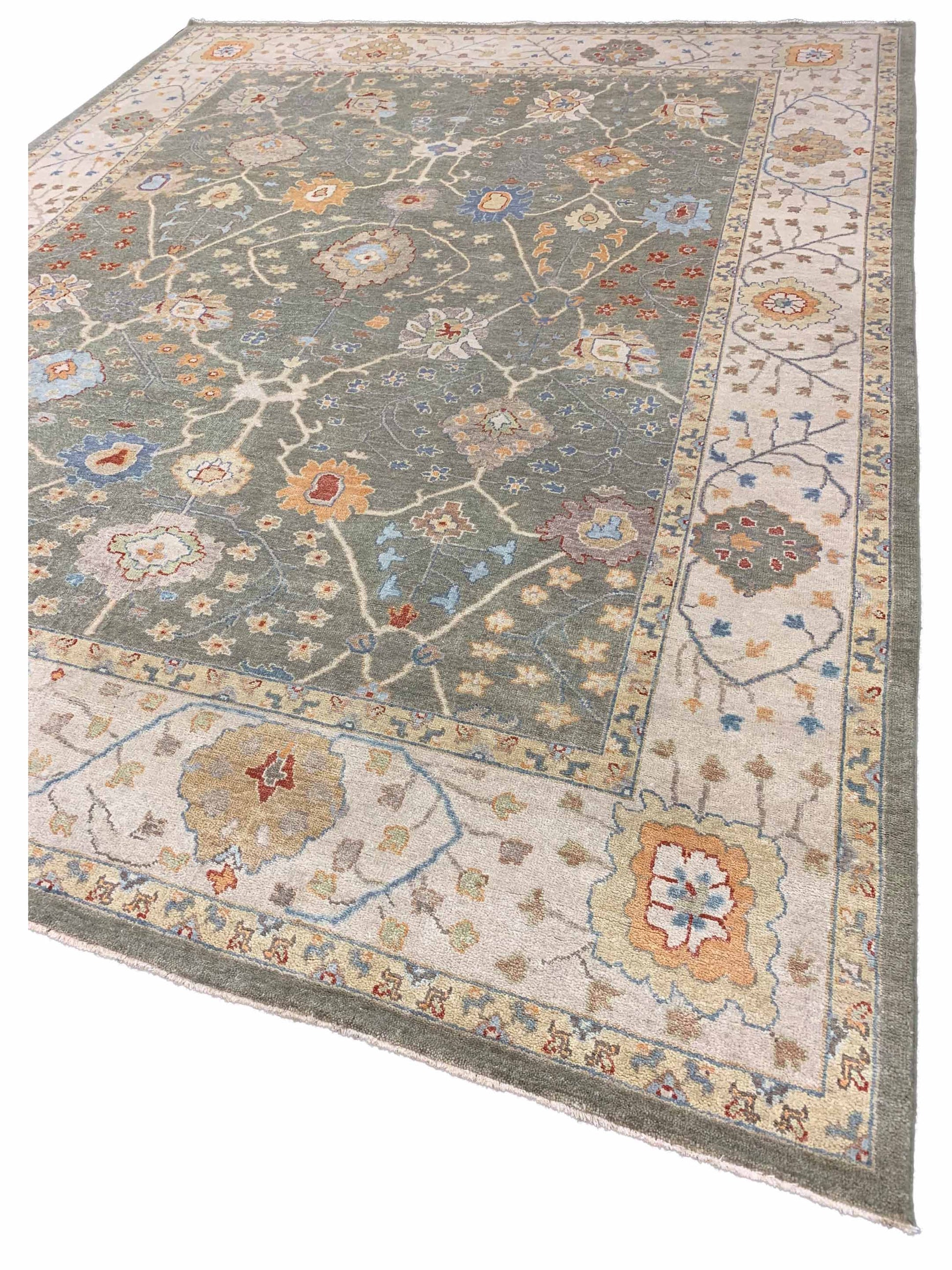 Artisan Julie Green Beige Transitional Knotted Rug - Rugs - Artisan - Atlanta Designer Rugs