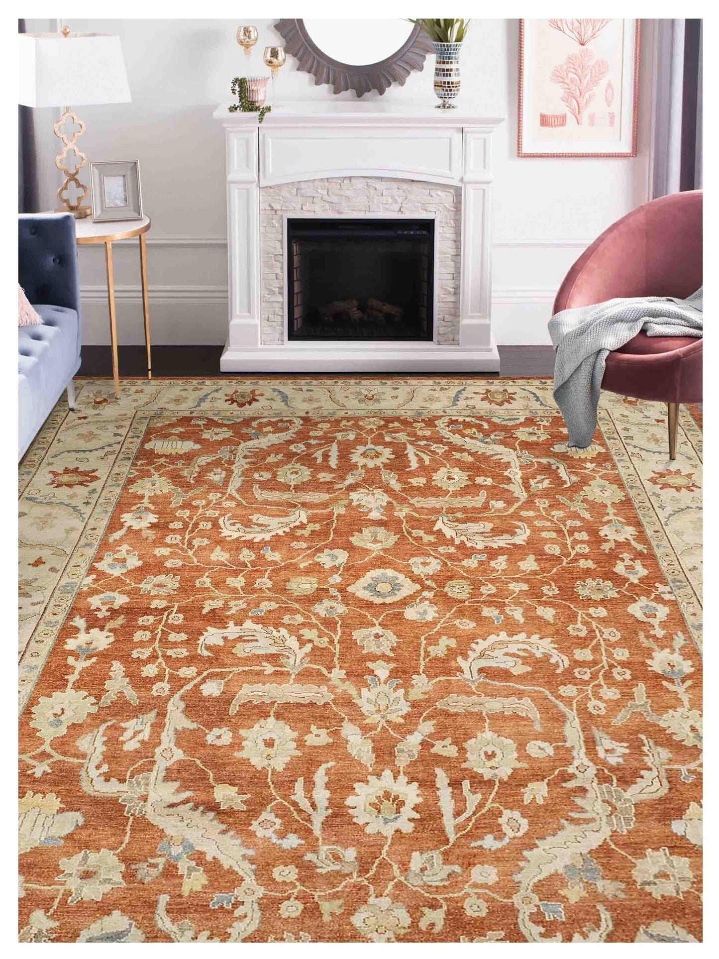 Artisan Julie Rust Beige Traditional Knotted Rug - Rugs - Artisan - Atlanta Designer Rugs