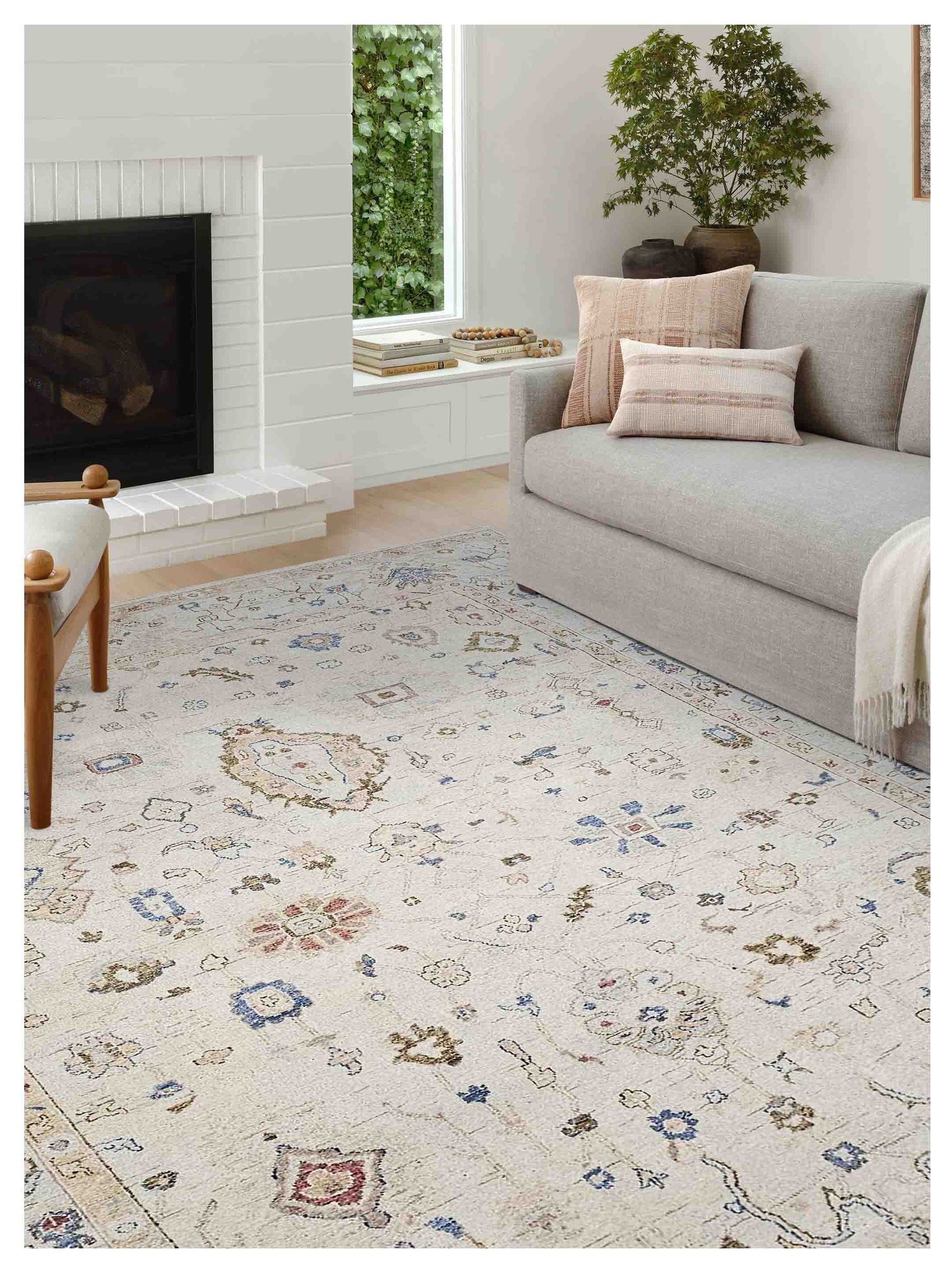 Artisan Julie Beige Sage Green Traditional Knotted Rug - Rugs - Artisan - Atlanta Designer Rugs