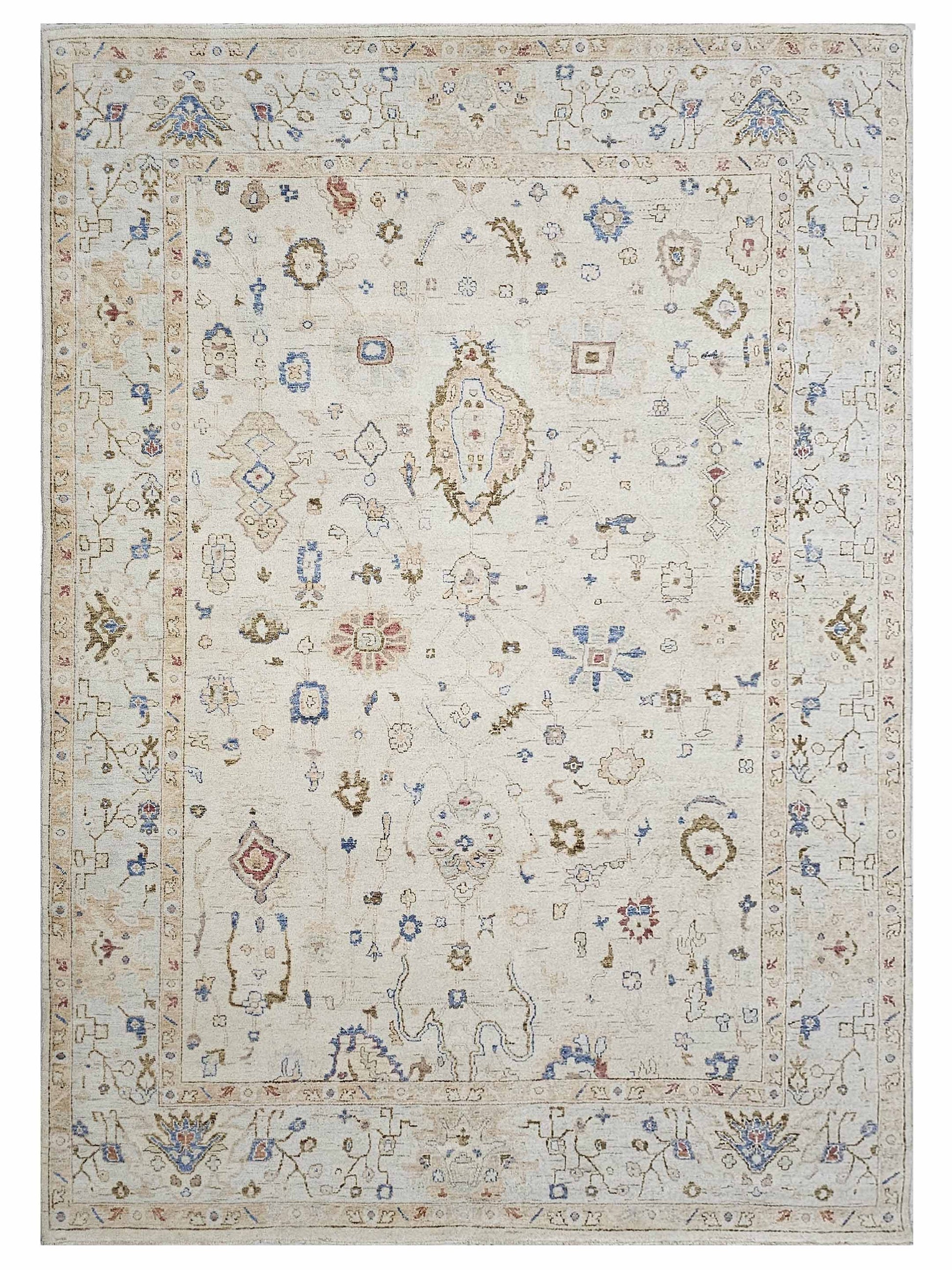 Artisan Julie Beige Sage Green Traditional Knotted Rug - Rugs - Artisan - Atlanta Designer Rugs