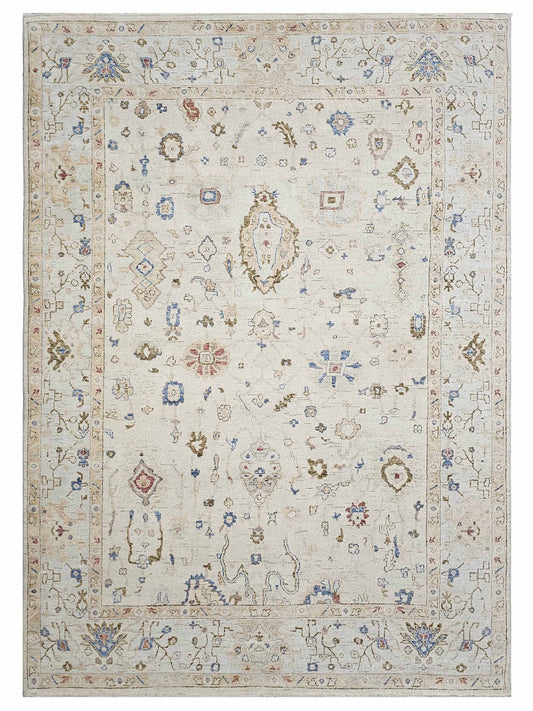 Artisan Julie Beige Sage Green Traditional Knotted Rug - Rugs - Artisan - Atlanta Designer Rugs