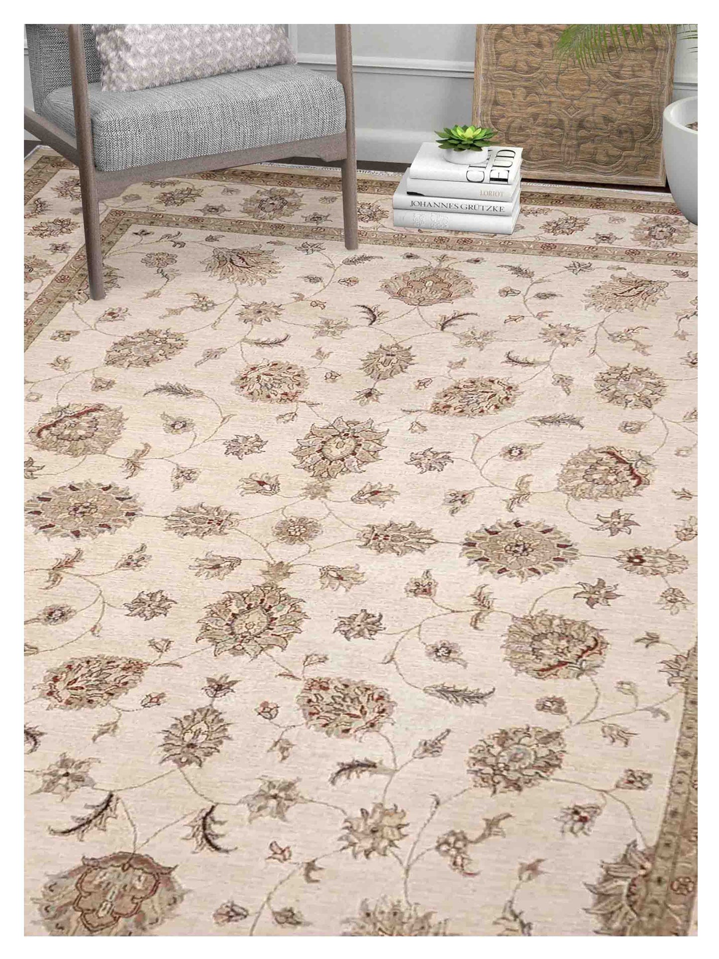 Artisan Zara  Beige Beige Traditional Knotted Rug