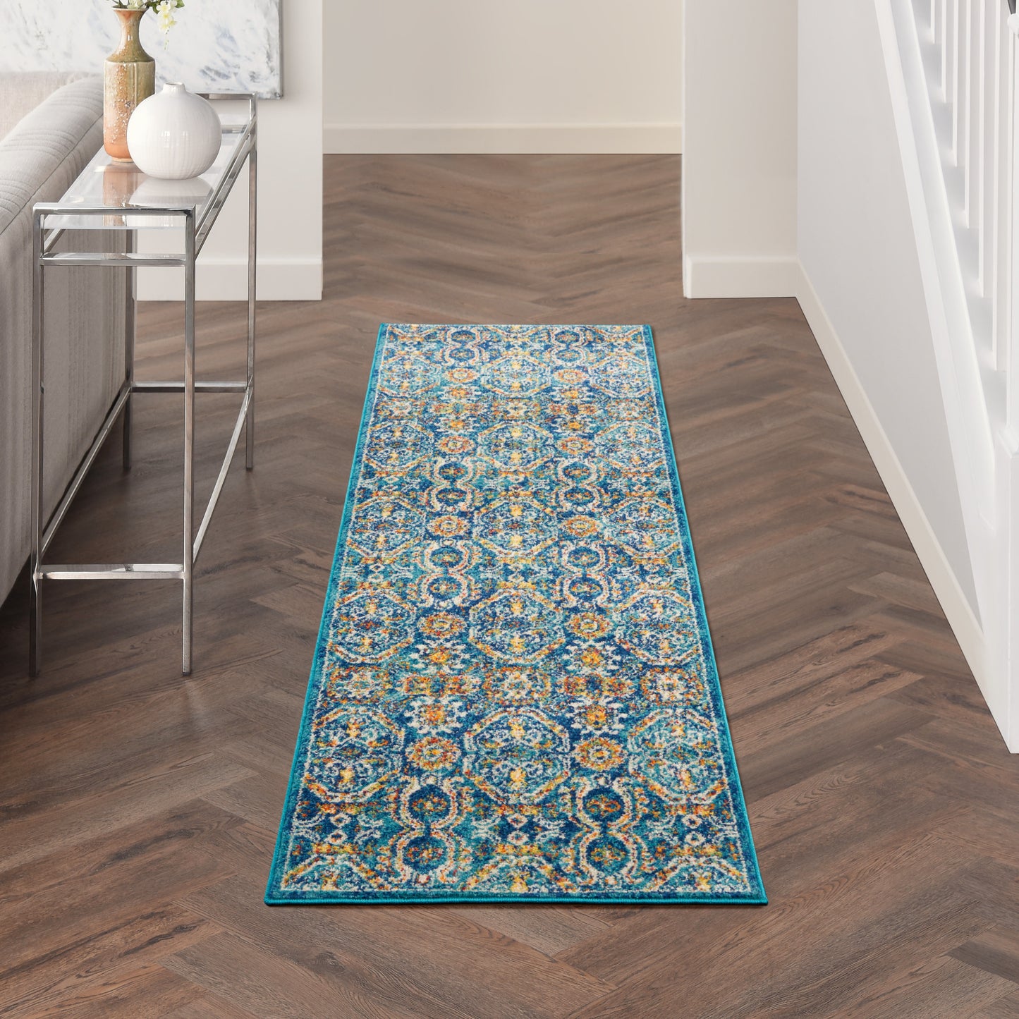 Nourison Home Allur ALR05 Blue Multicolor  Transitional Machinemade Rug