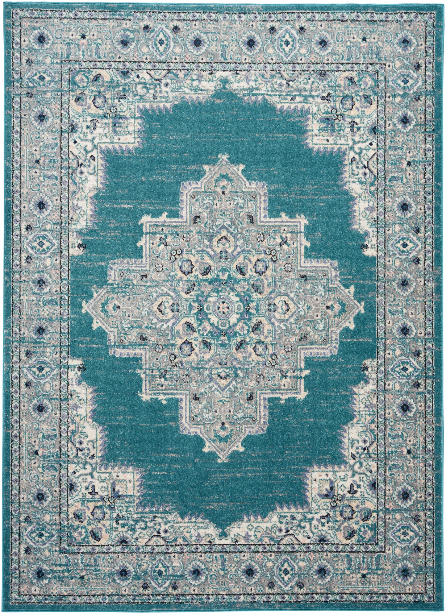 Nourison Home Passion PSN03 Turquoise Grey  Transitional Machinemade Rug