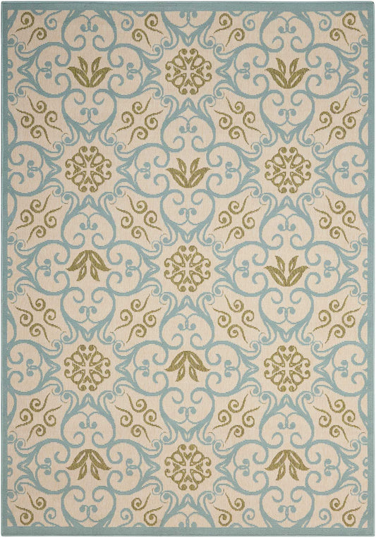 Nourison Home Caribbean CRB02 Ivory Blue Transitional Machinemade Rug