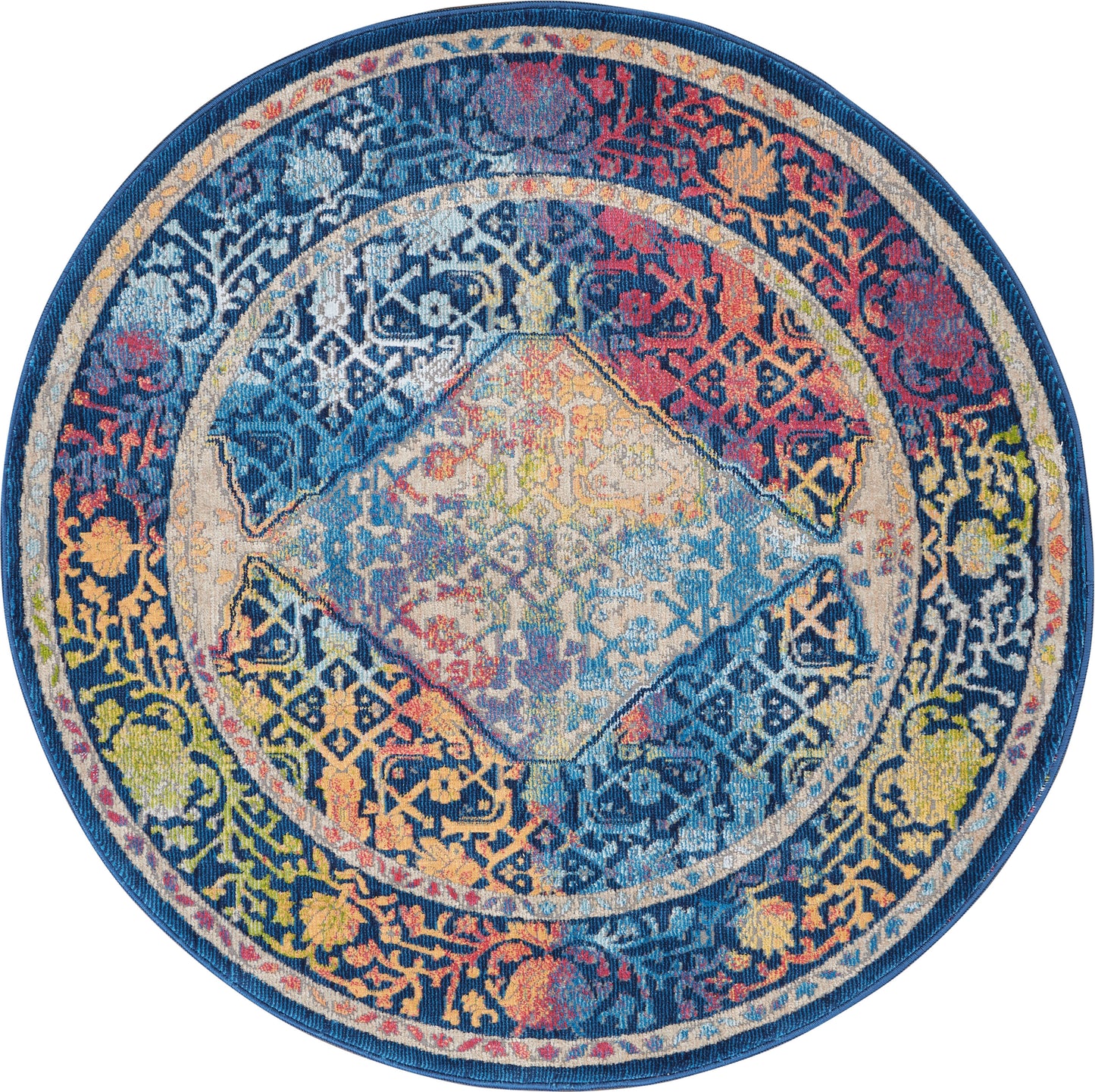 Nourison Home Ankara Global ANR04 Blue Multicolor  Transitional Machinemade Rug