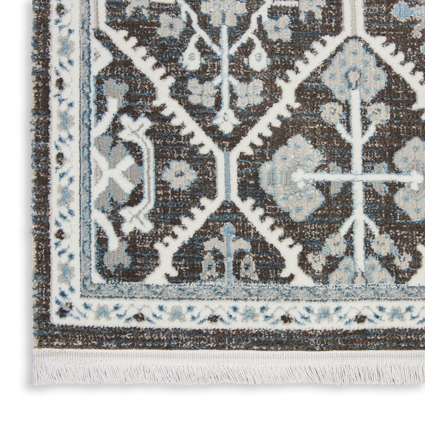 Nourison Home Lennox LEN02 Charcoal Ivory Blue  Transitional Machinemade Rug