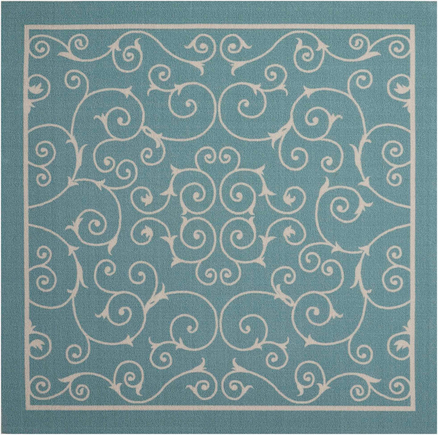 Nourison Home Home & Garden RS019 Light Blue  Transitional Machinemade Rug