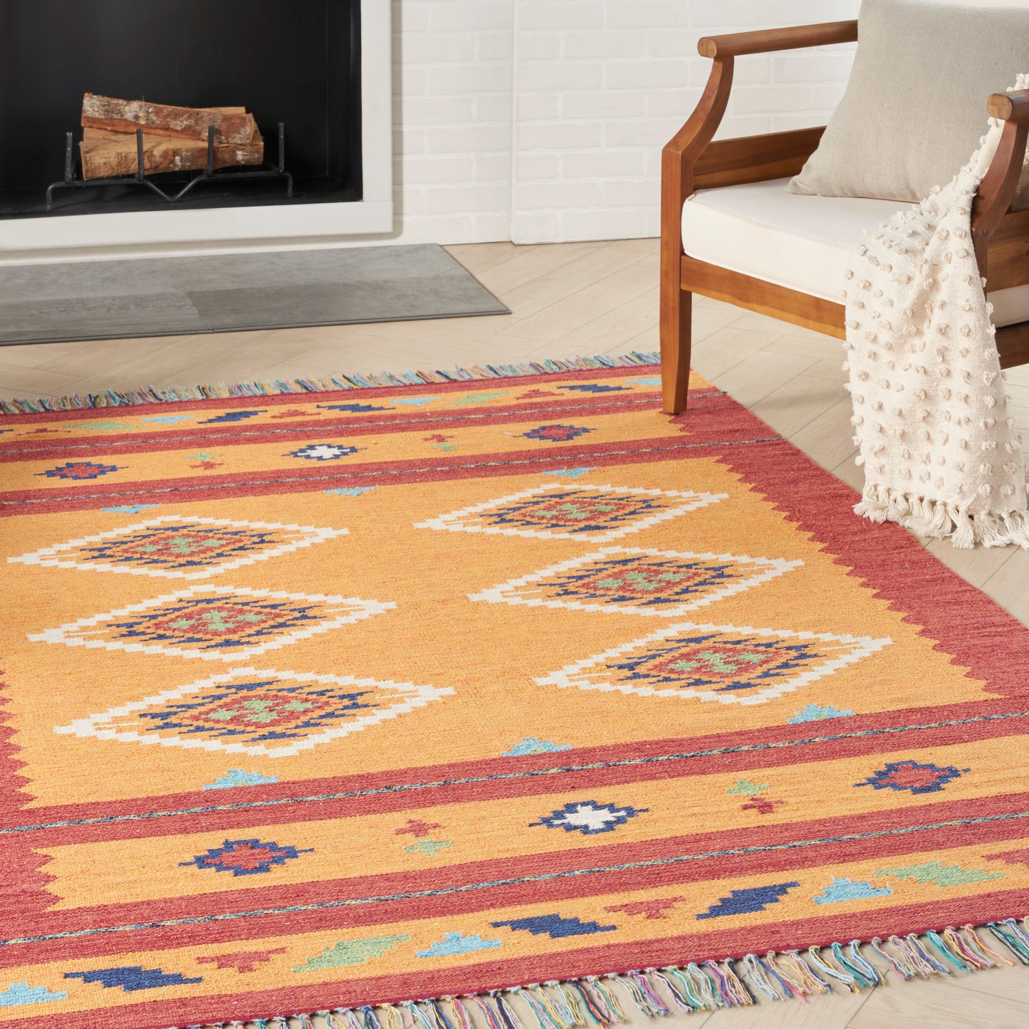 Nourison Home Baja BAJ02 Yellow Red  Transitional Woven Rug