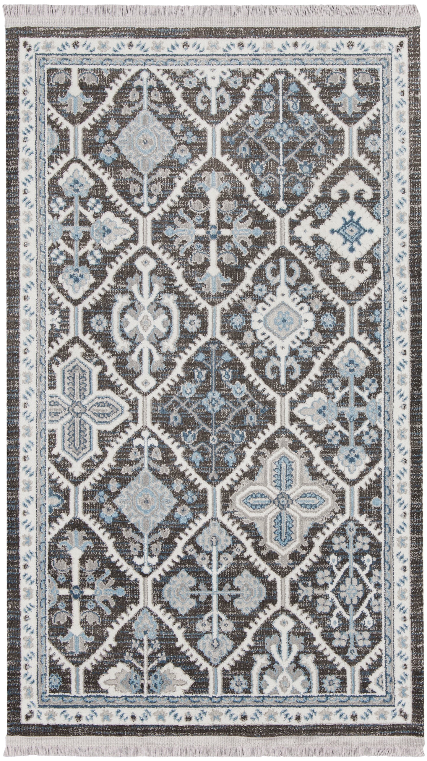 Nourison Home Lennox LEN02 Charcoal Ivory Blue  Transitional Machinemade Rug