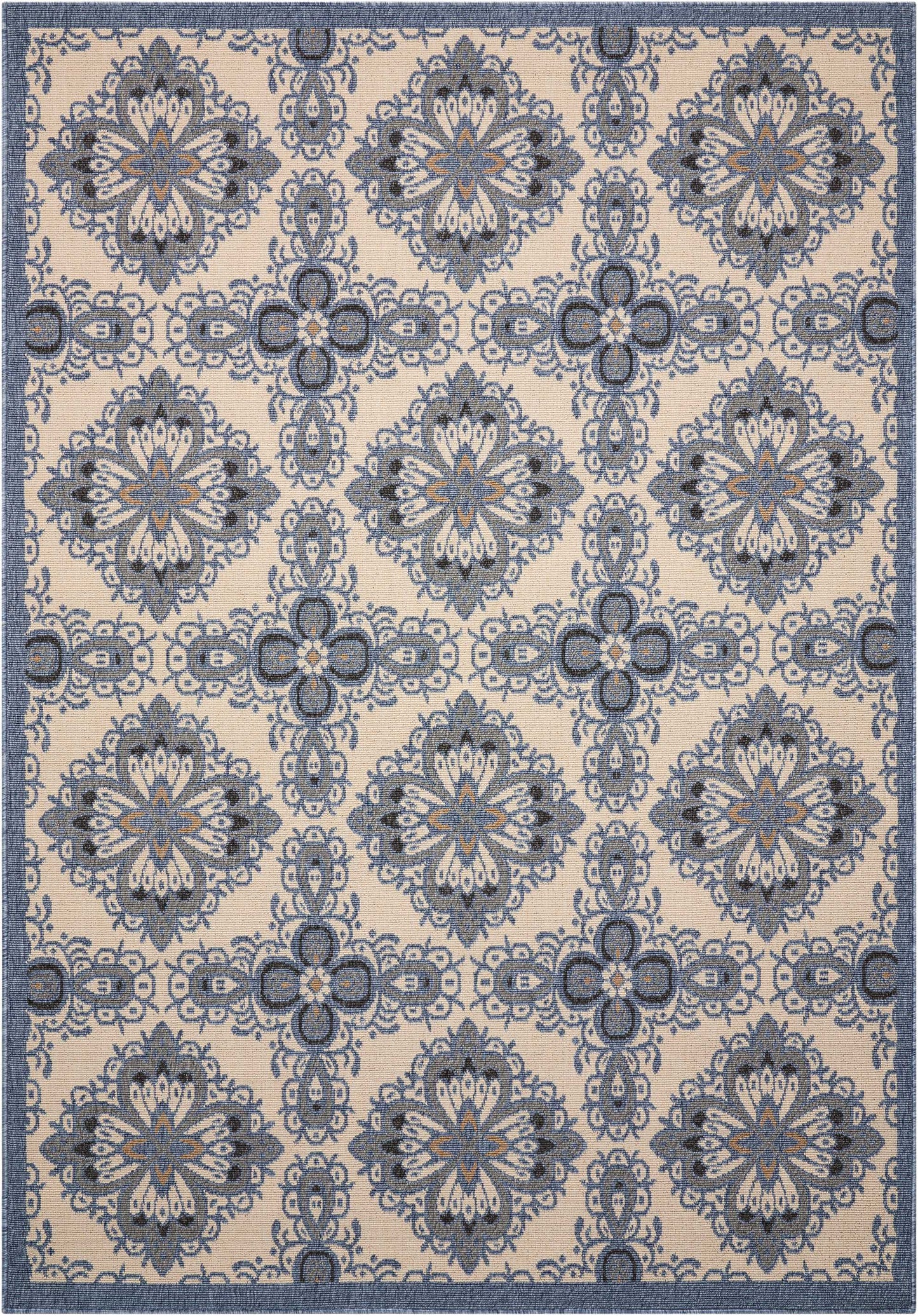 Nourison Home Caribbean CRB10 Ivory Blue Transitional Machinemade Rug