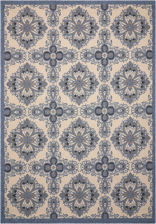 Nourison Home Caribbean CRB10 Ivory Blue Transitional Machinemade Rug