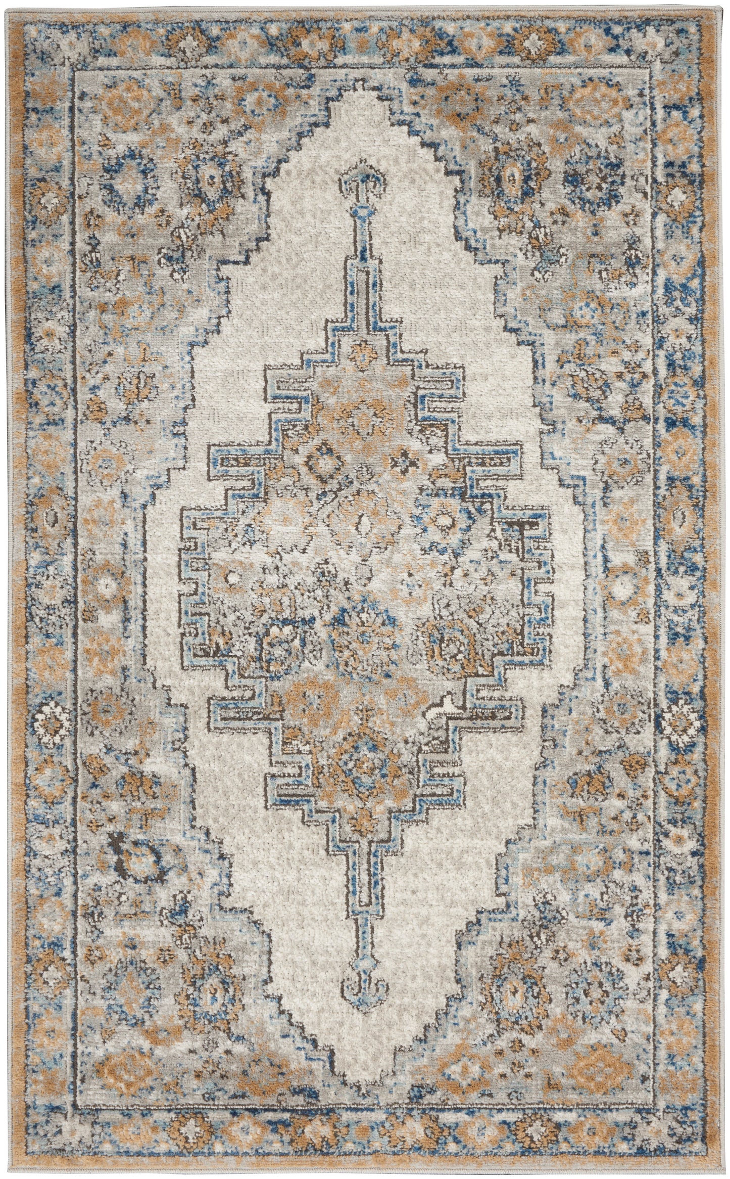 Nourison Home Quarry QUA09 Grey Light Blue  Traditional Machinemade Rug